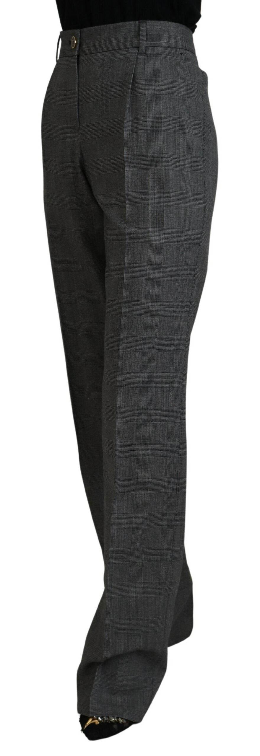 Dolce & Gabbana Gray High Waist Women Wool Pants - Hilstor
