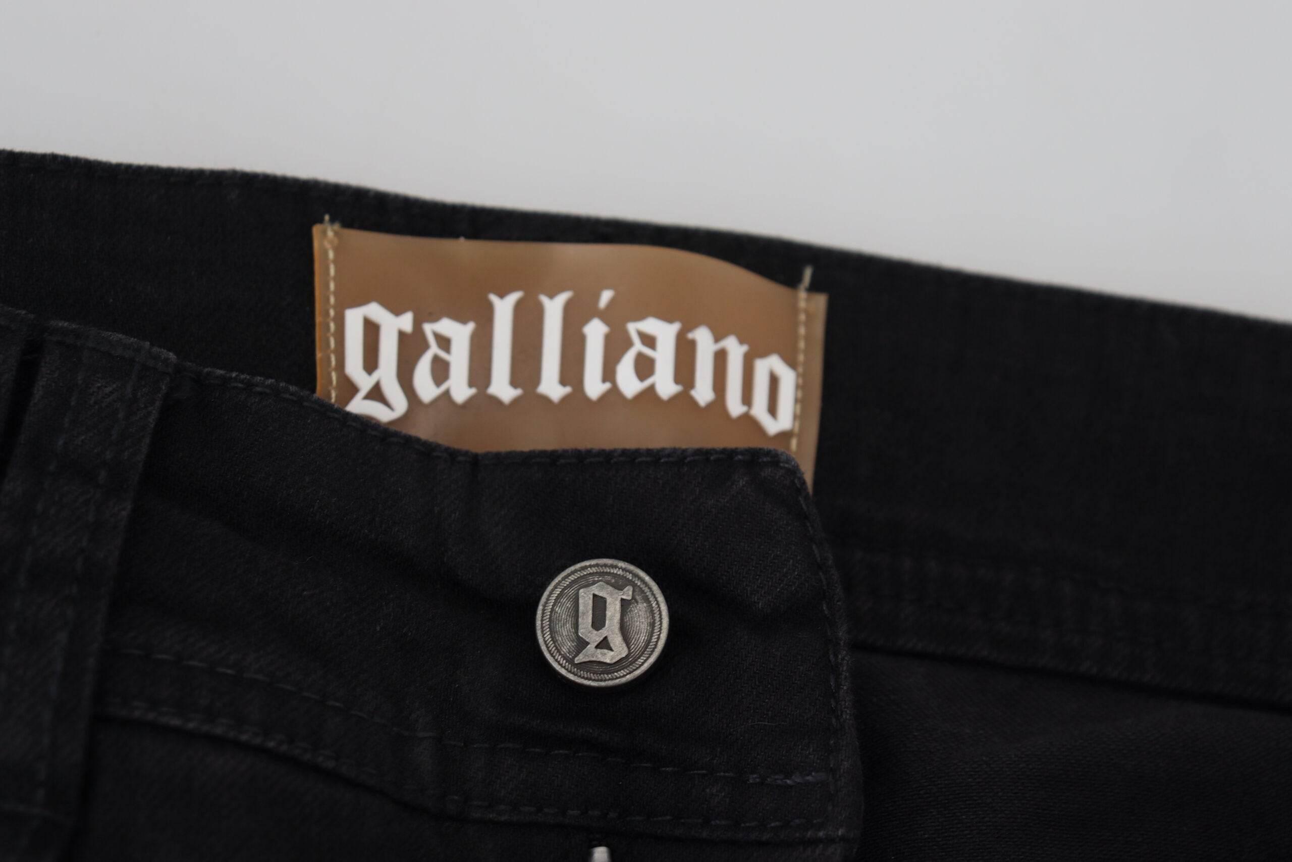 John Galliano Black Cotton Mid Waist Skinny Slim Fit Denim Jeans - Hilstor