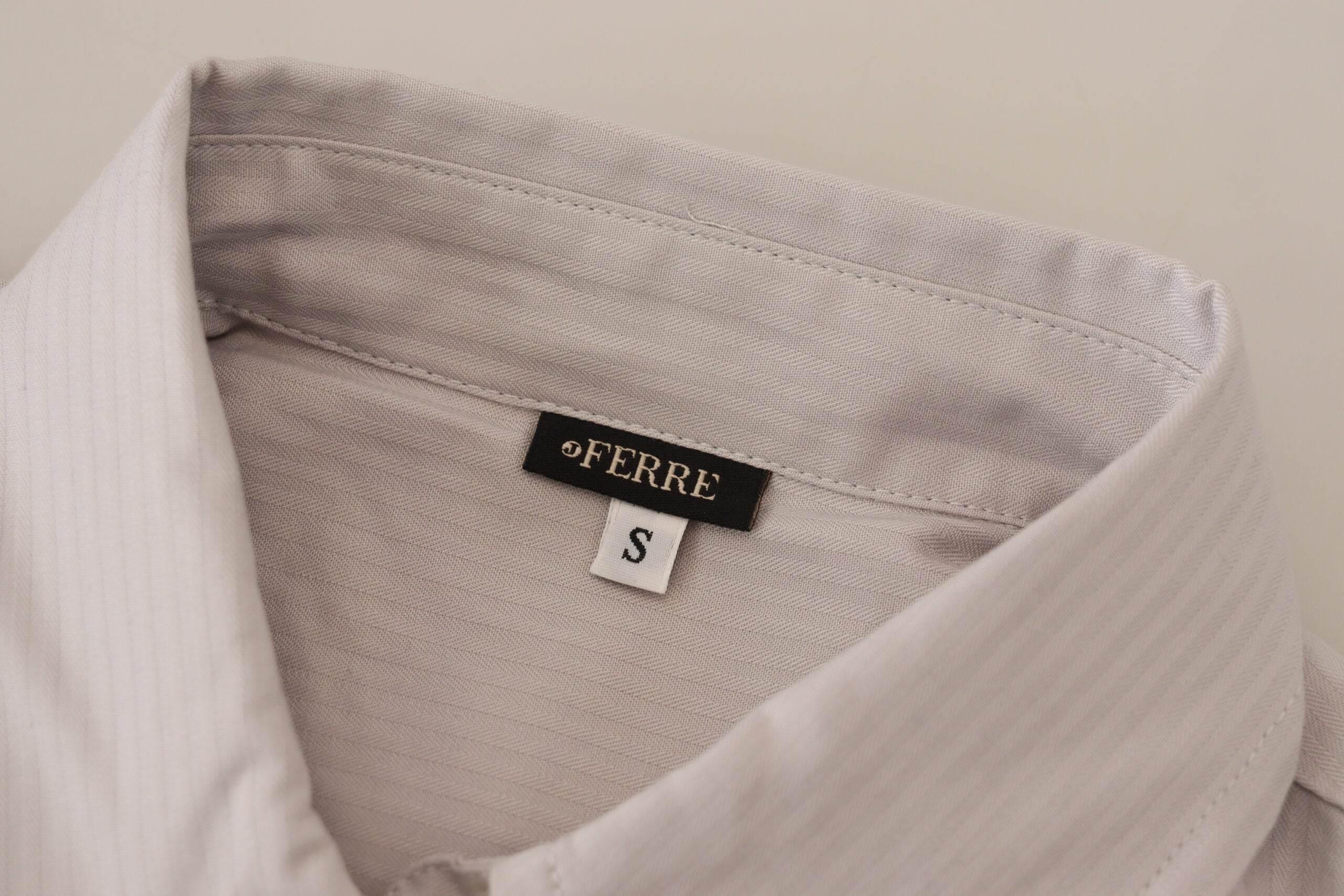 Ferre Light Gray Stripes Cotton Sleeveless Collared Top - Hilstor