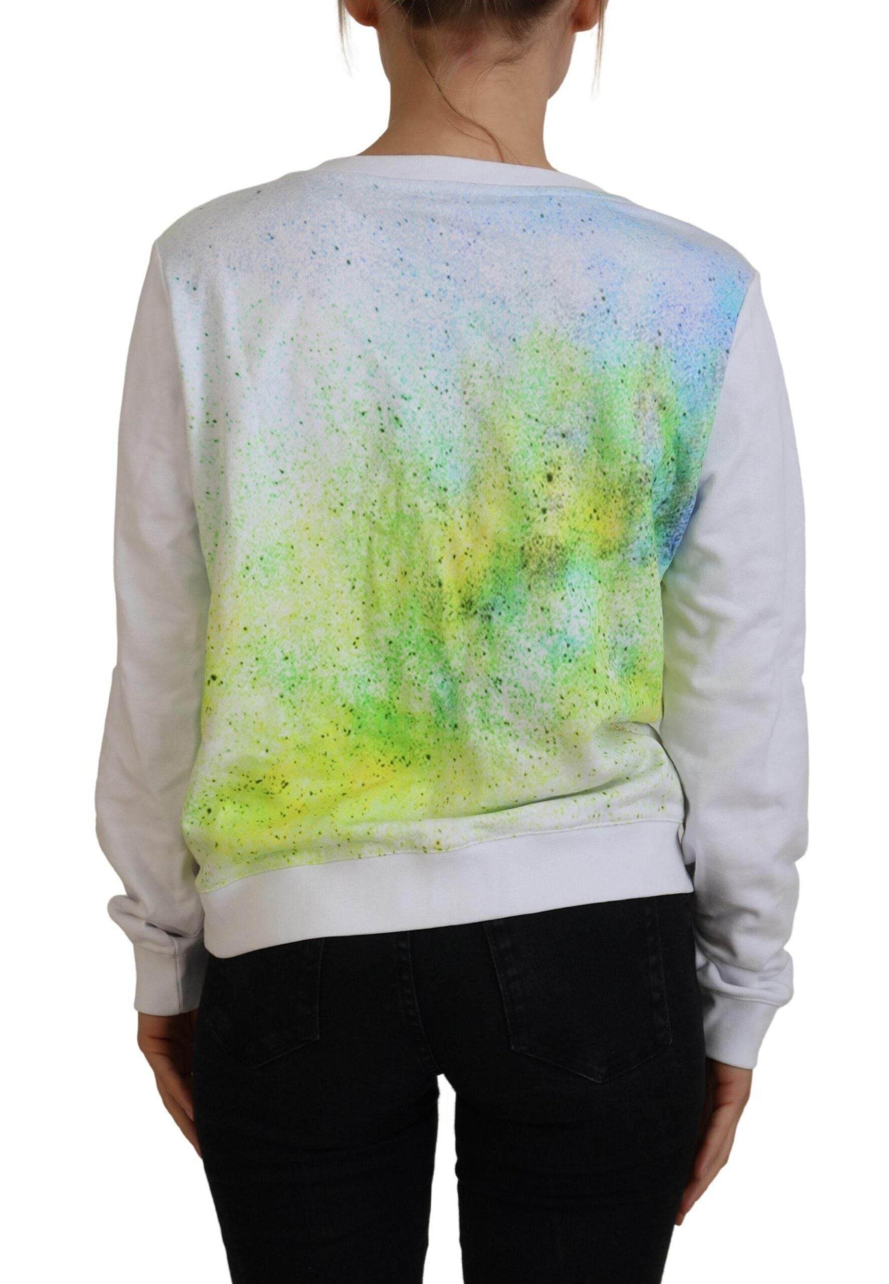 Versace Jeans Elegant White Graphic Crew Neck Sweater - Hilstor