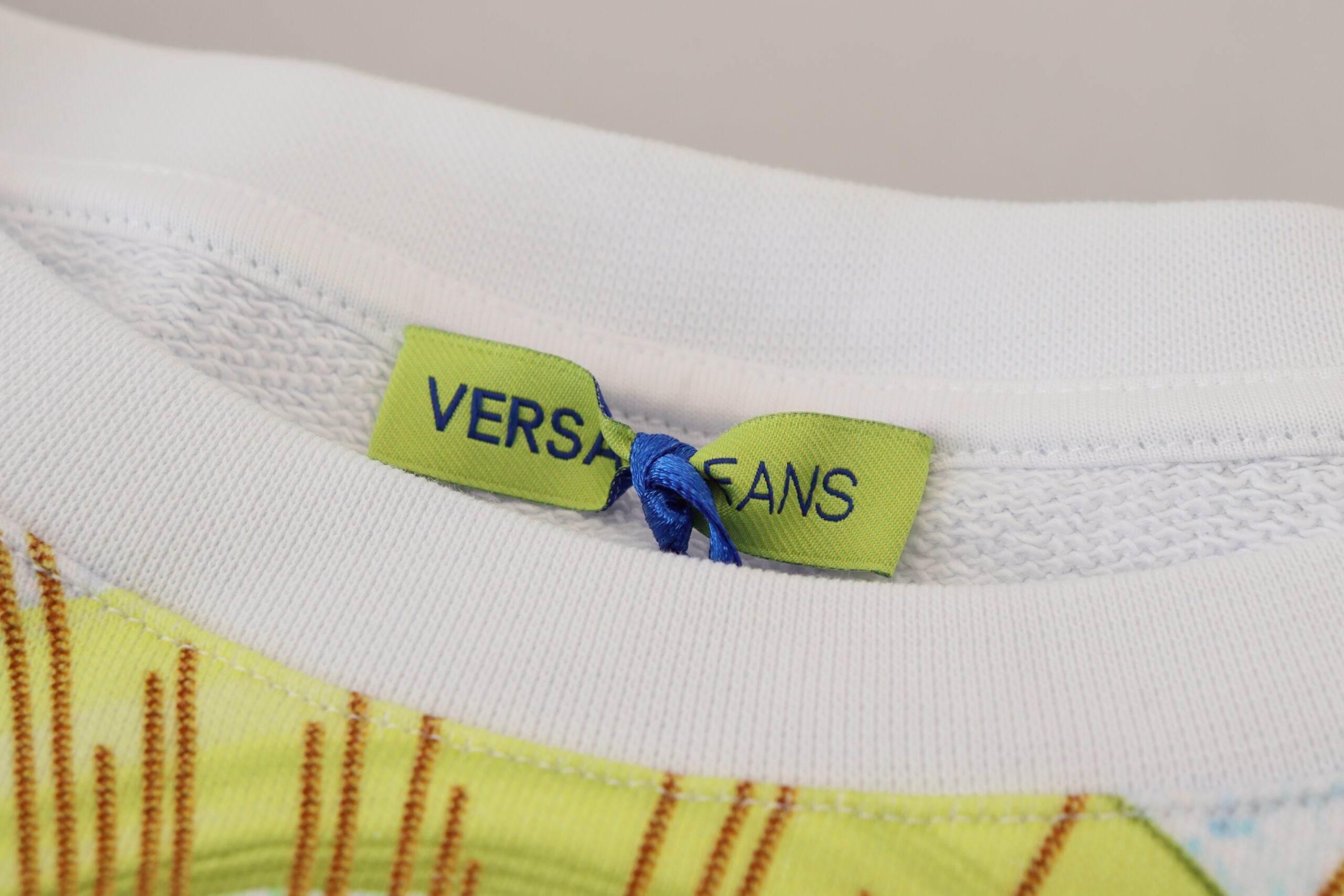 Versace Jeans Elegant White Graphic Crew Neck Sweater - Hilstor