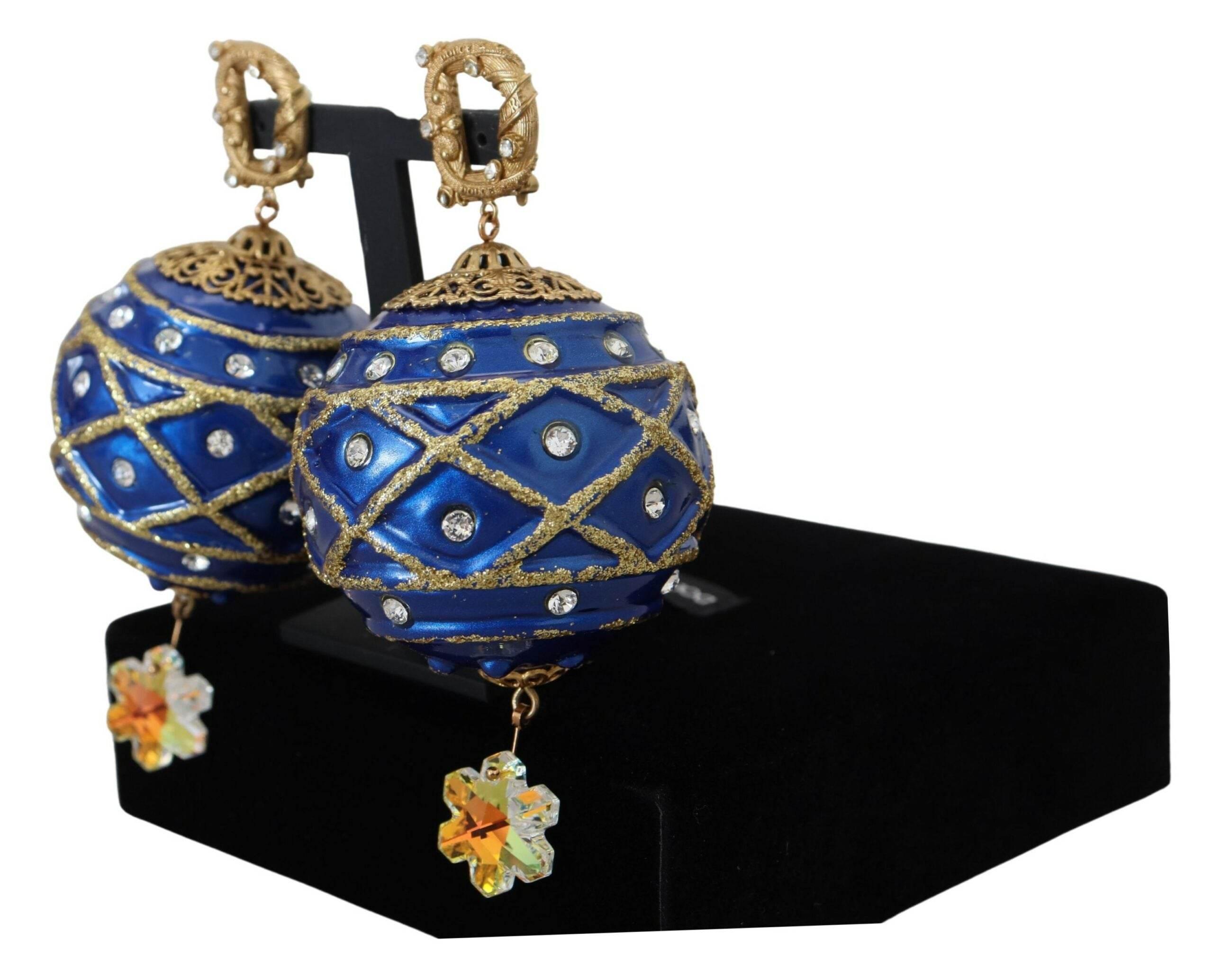 Dolce & Gabbana Elegant Dangling Crystal Christmas Ball Earrings - Hilstor