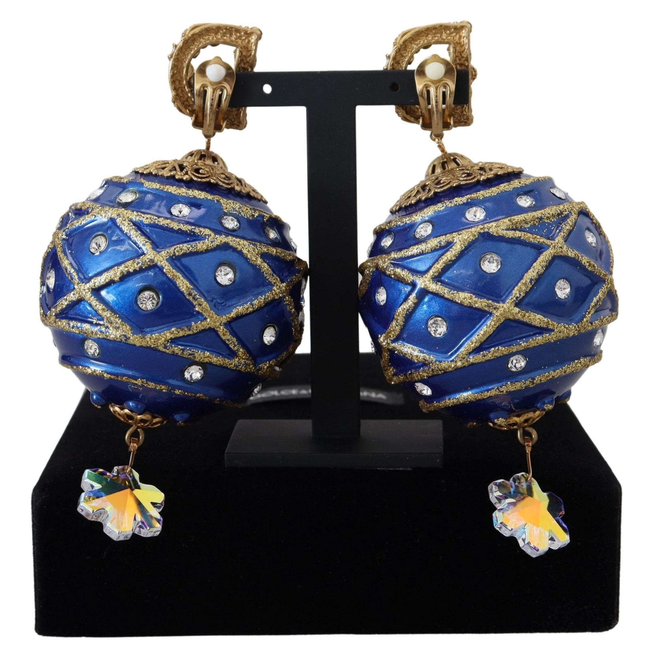 Dolce & Gabbana Elegant Dangling Crystal Christmas Ball Earrings - Hilstor
