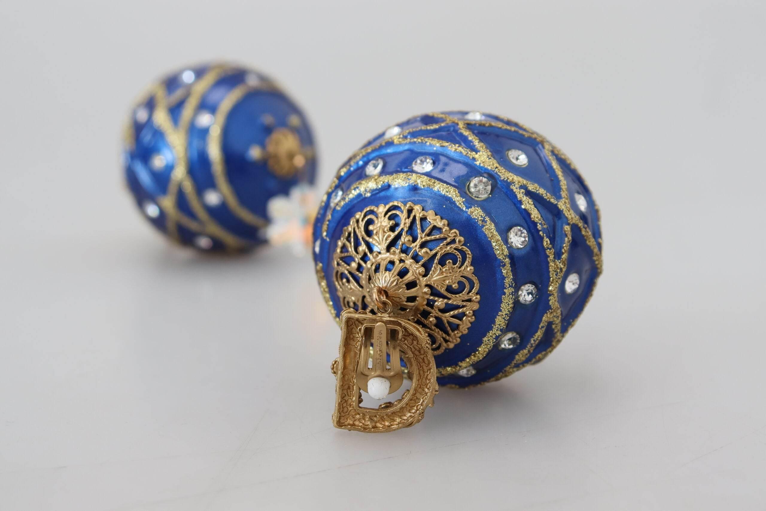 Dolce & Gabbana Elegant Dangling Crystal Christmas Ball Earrings - Hilstor