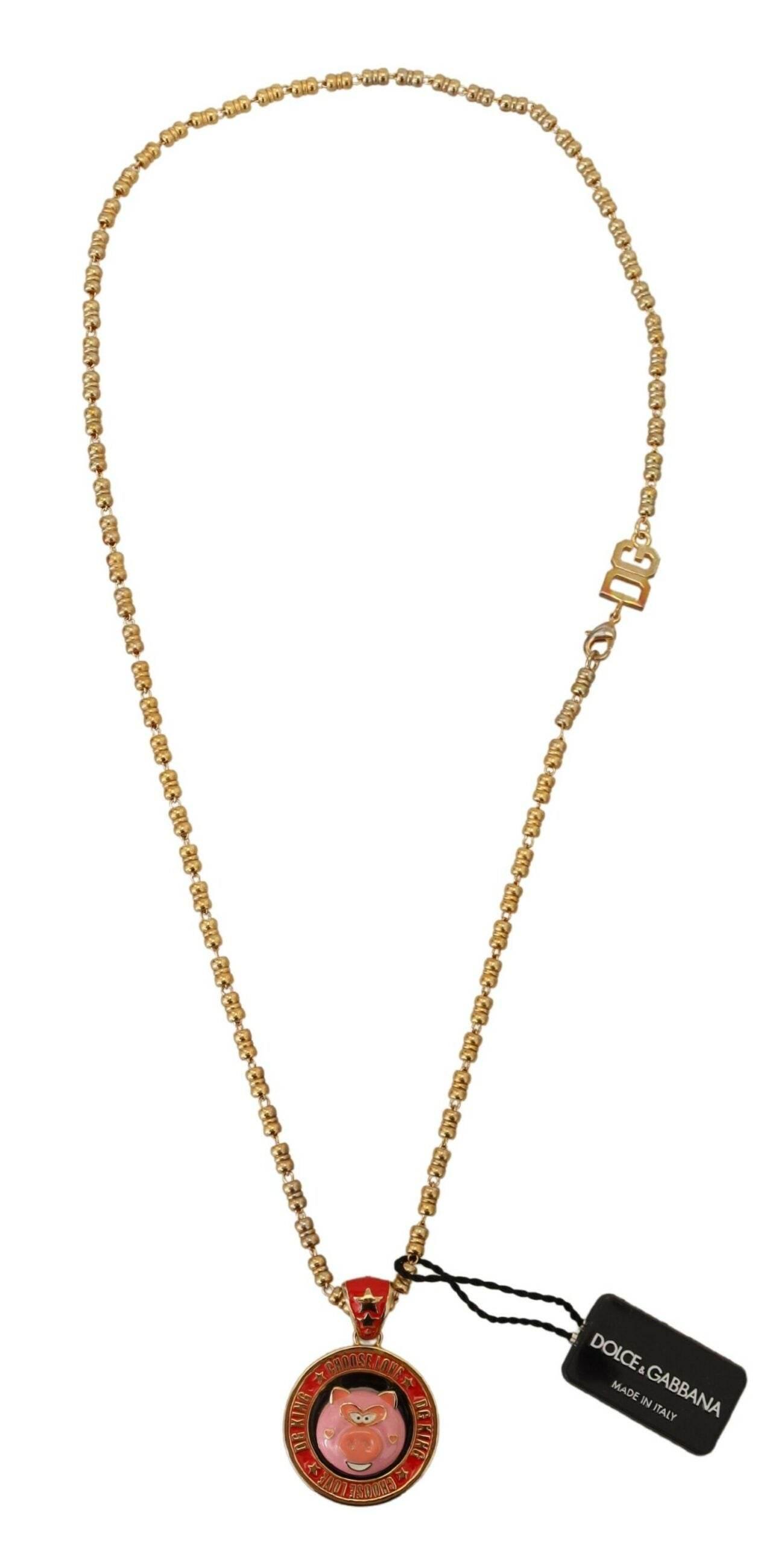Dolce & Gabbana Elegant Gold Charm Chain Necklace - Hilstor