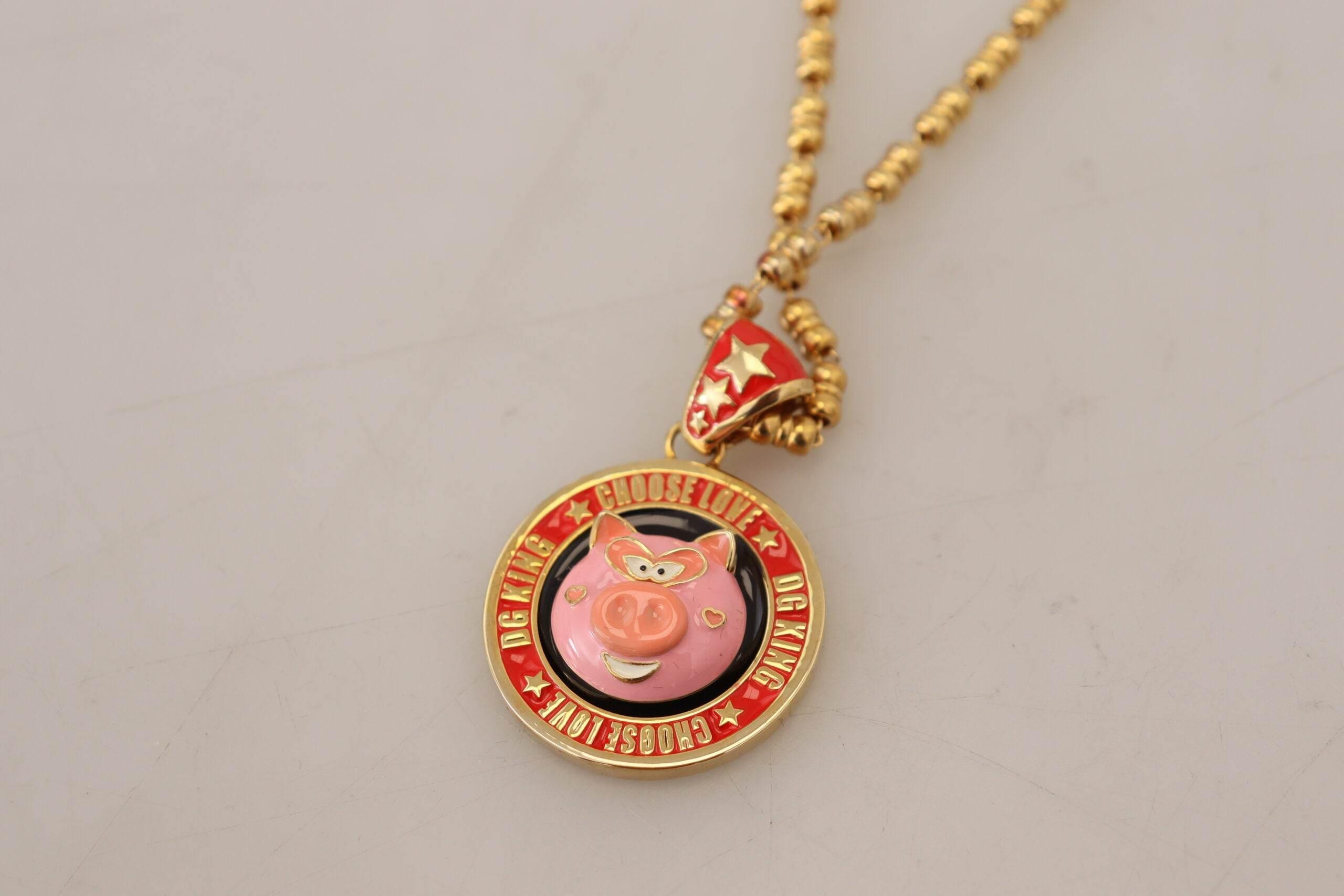 Dolce & Gabbana Elegant Gold Charm Chain Necklace - Hilstor