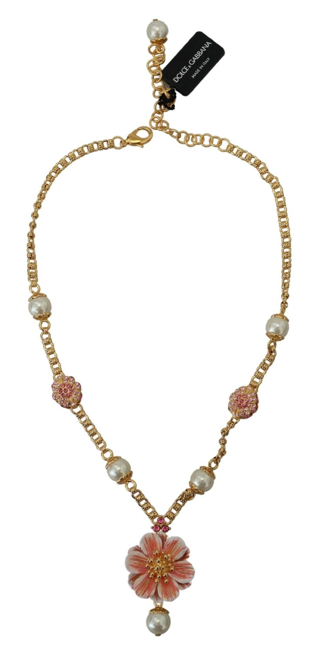 Dolce & Gabbana Elegant Floral Statement Charm Necklace - Hilstor