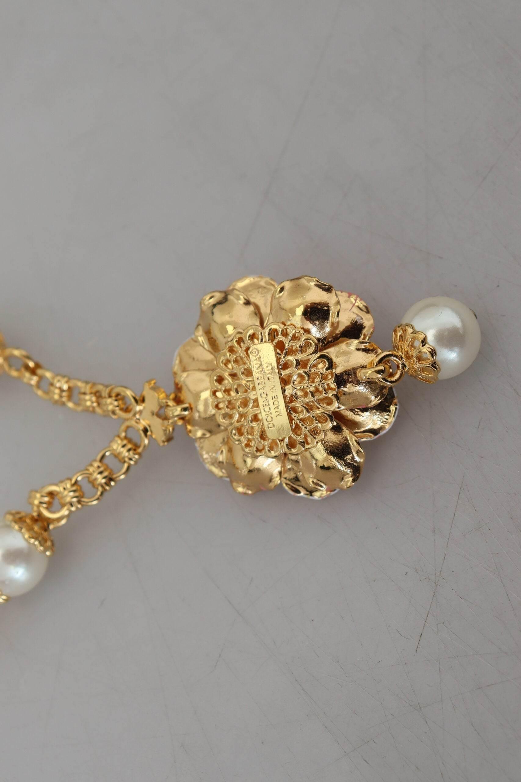 Dolce & Gabbana Elegant Floral Statement Charm Necklace - Hilstor