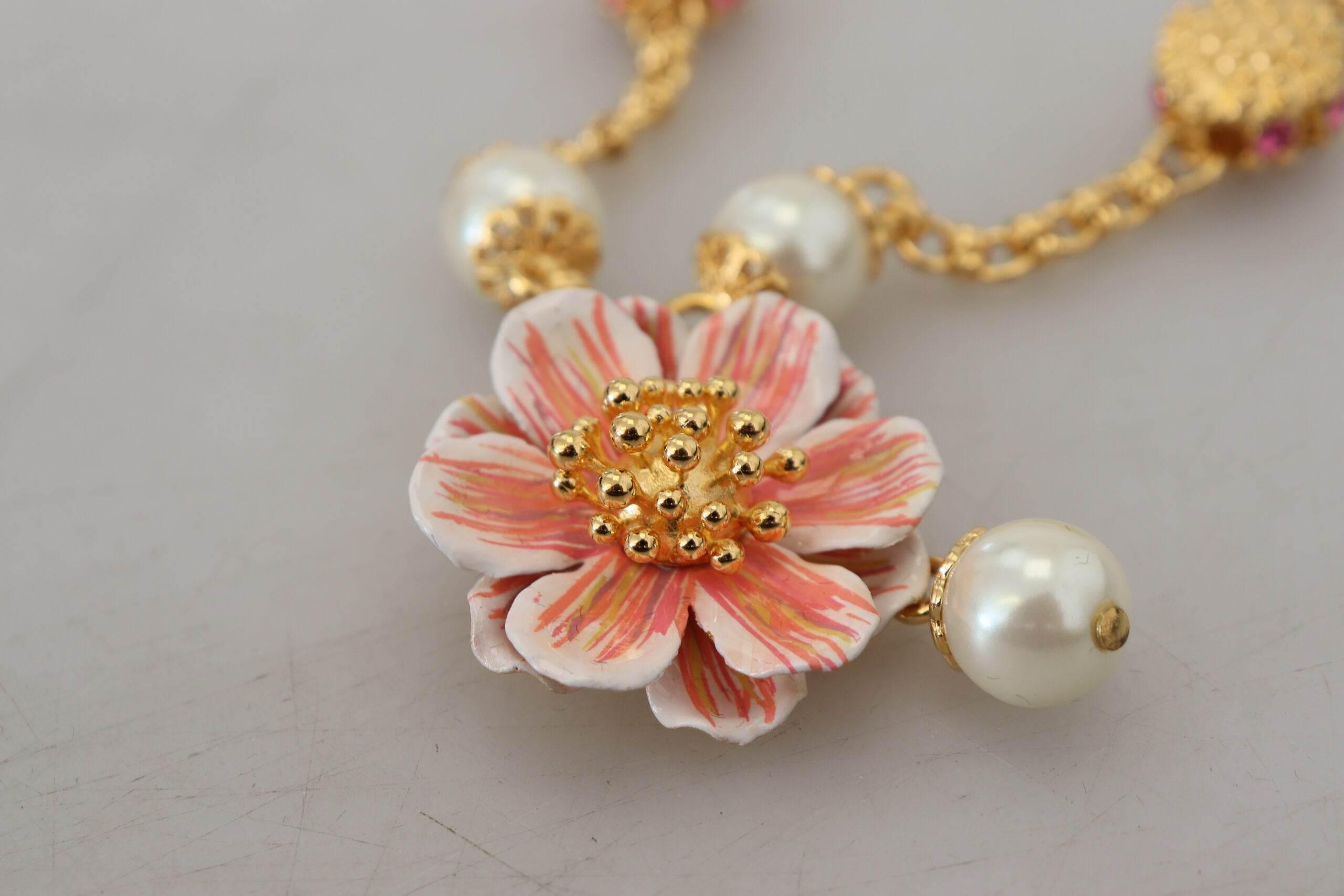 Dolce & Gabbana Elegant Floral Statement Charm Necklace - Hilstor