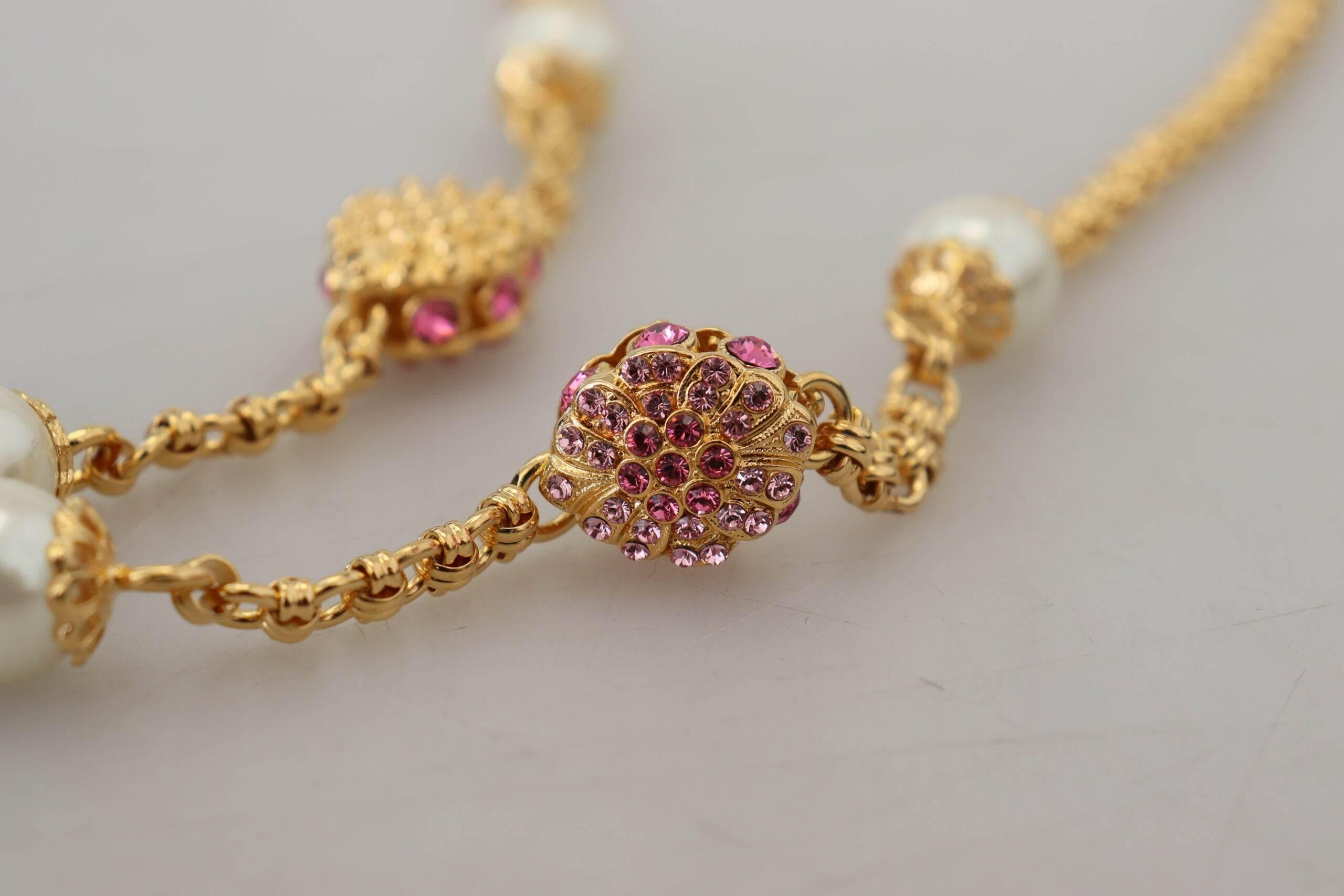 Dolce & Gabbana Elegant Floral Statement Charm Necklace - Hilstor
