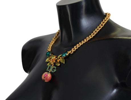 Dolce & Gabbana Elegant Gold-Tone Floral Fruit Necklace - Hilstor