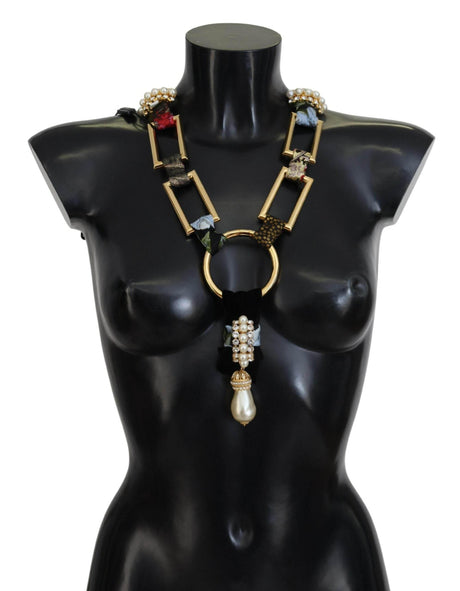 Dolce & Gabbana Elegant Gold Brass Pearl Statement Necklace - Hilstor