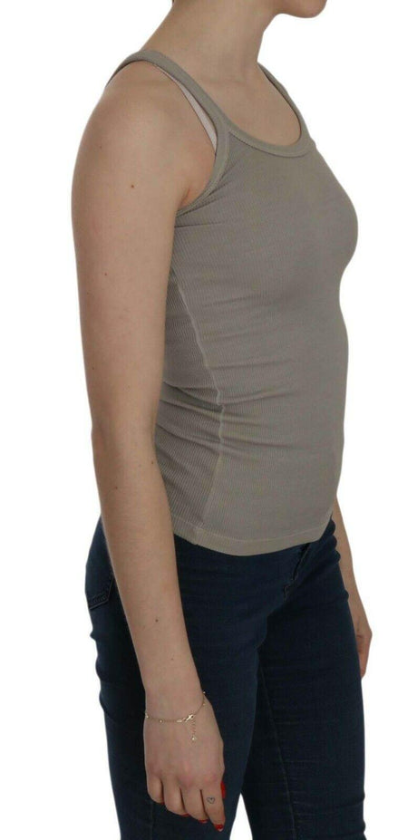 PINK MEMORIES Beige Sleeveless Spaghetti Strap Tank Blouse - Hilstor