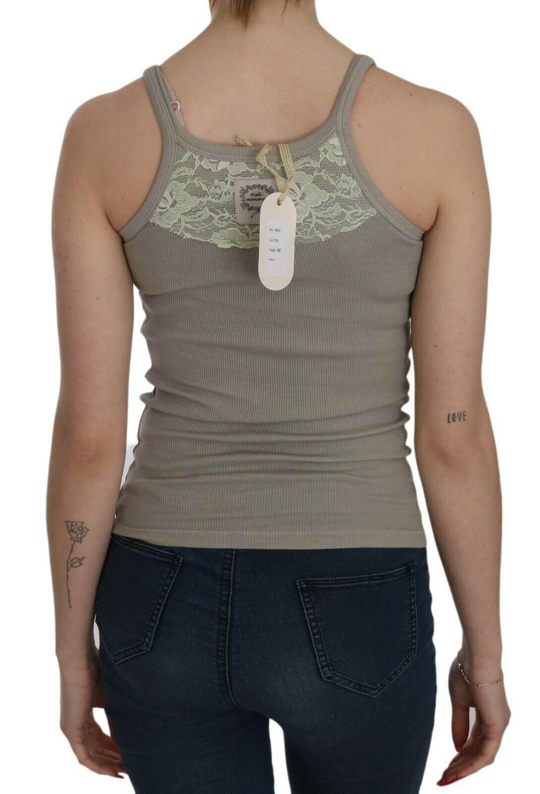 PINK MEMORIES Beige Sleeveless Spaghetti Strap Tank Blouse - Hilstor