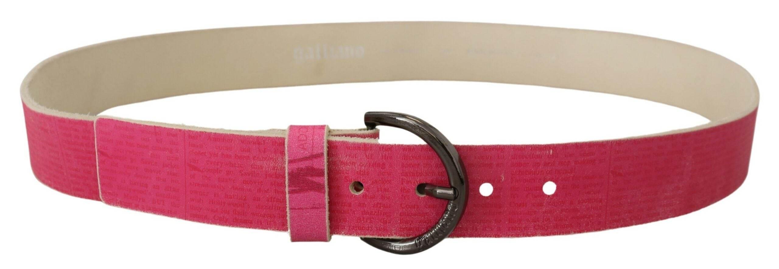 John Galliano Pink Leather Letter Logo Round Buckle Waist Belt - Hilstor