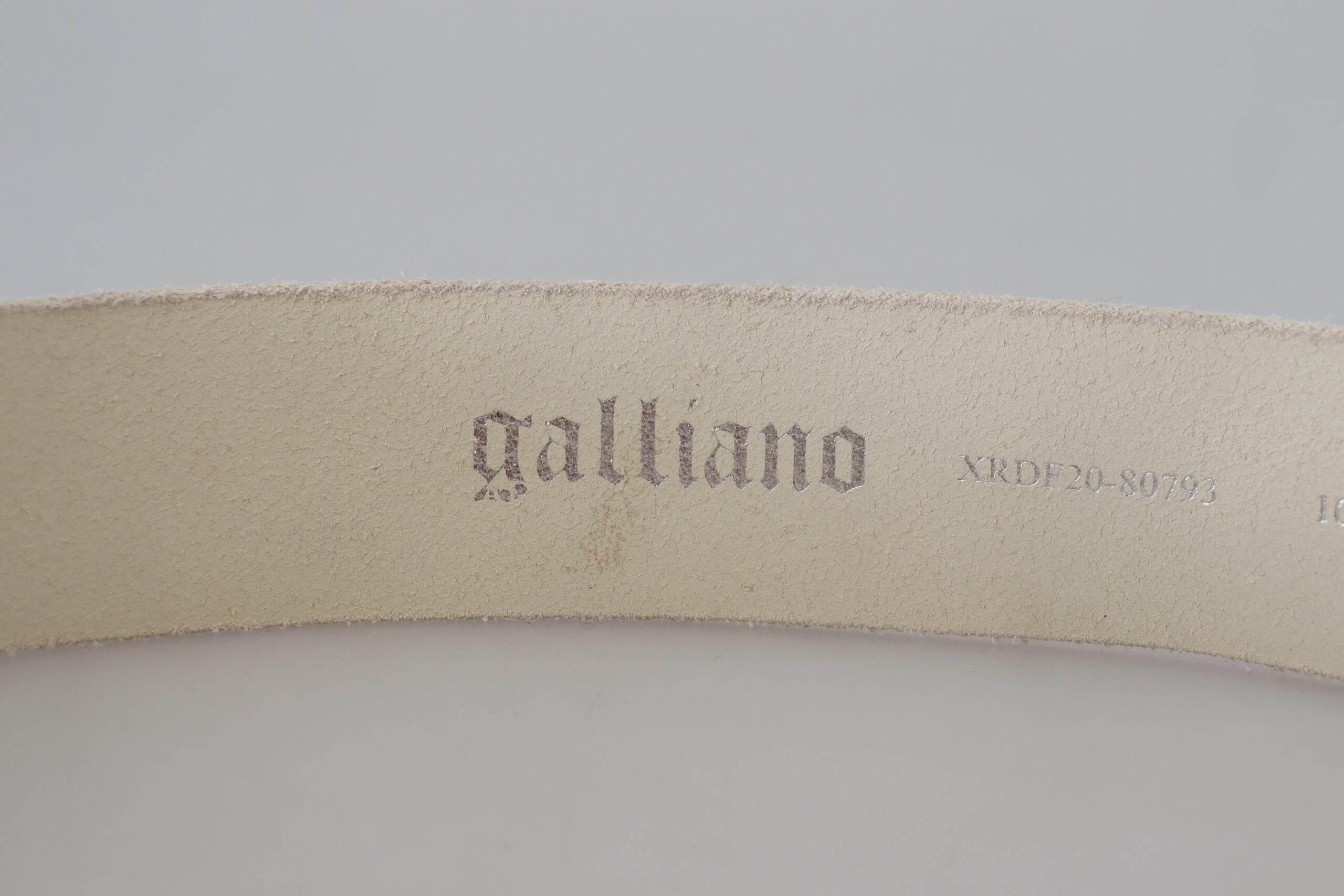 John Galliano Pink Leather Letter Logo Round Buckle Waist Belt - Hilstor