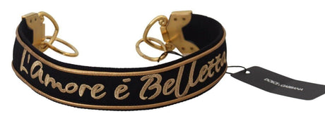 Dolce & Gabbana Elegant Gold Black Shoulder Bag Strap - Hilstor
