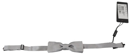 Dolce & Gabbana Gray Silk Adjustable Men Neck Papillon Bow Tie - Hilstor