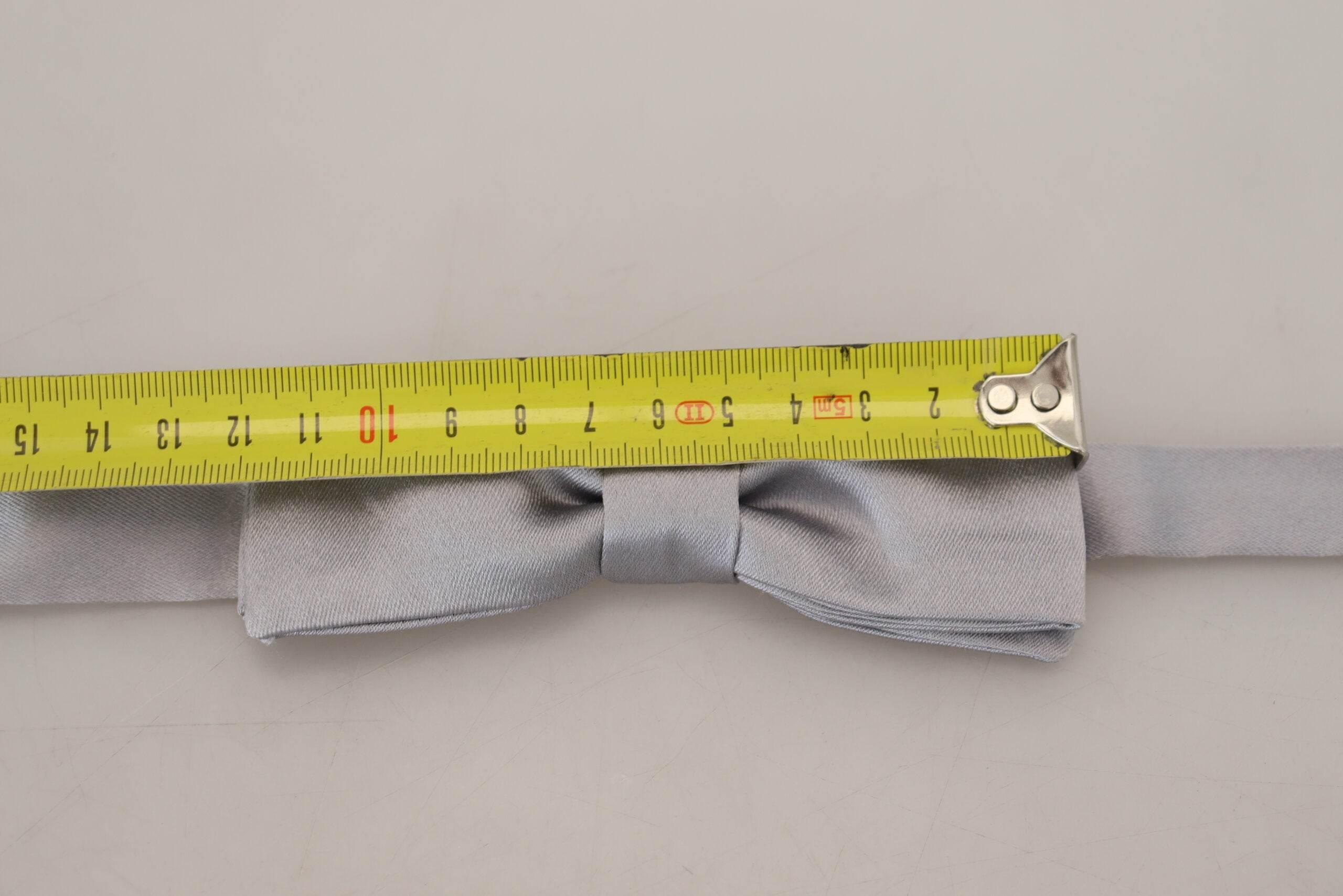 Dolce & Gabbana Gray Silk Adjustable Men Neck Papillon Bow Tie - Hilstor