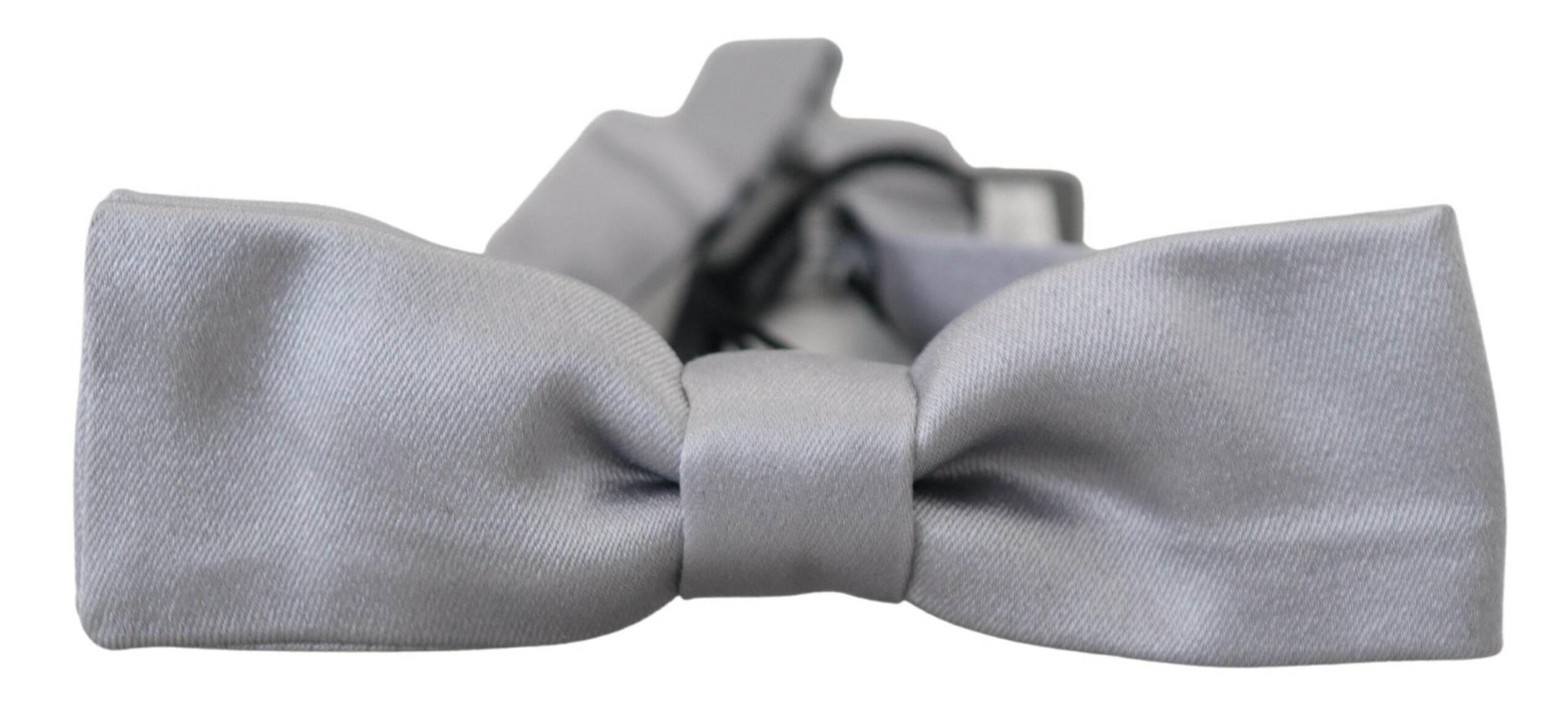 Dolce & Gabbana Gray Silk Adjustable Men Neck Papillon Bow Tie - Hilstor
