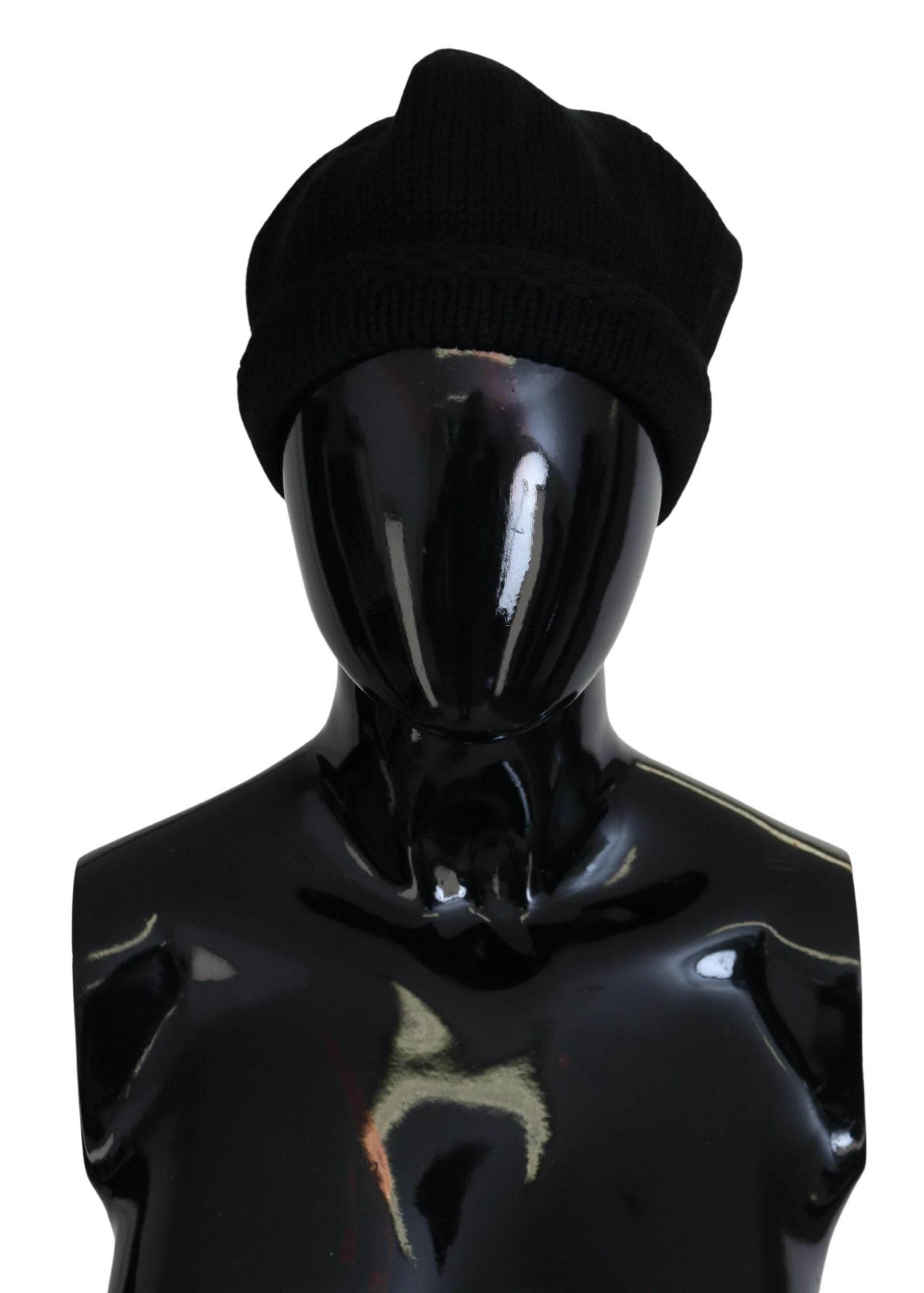 Dolce & Gabbana Black Virgin Wool Women Winter Beanie Cap Hat - Hilstor