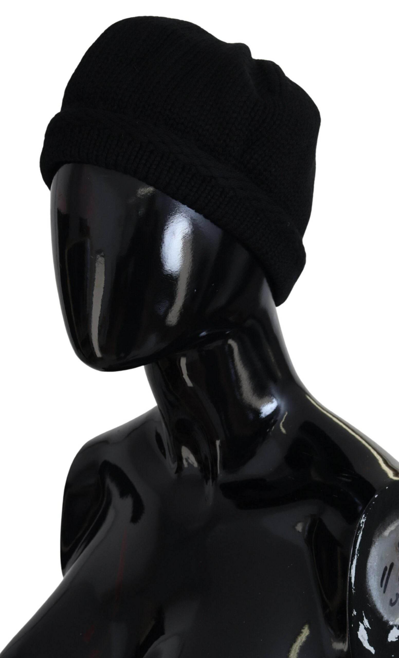 Dolce & Gabbana Black Virgin Wool Women Winter Beanie Cap Hat - Hilstor