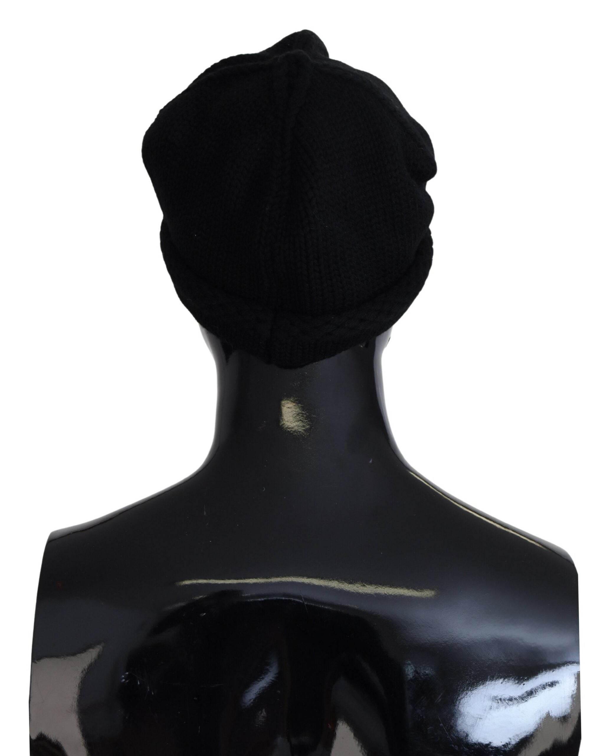 Dolce & Gabbana Black Virgin Wool Women Winter Beanie Cap Hat - Hilstor