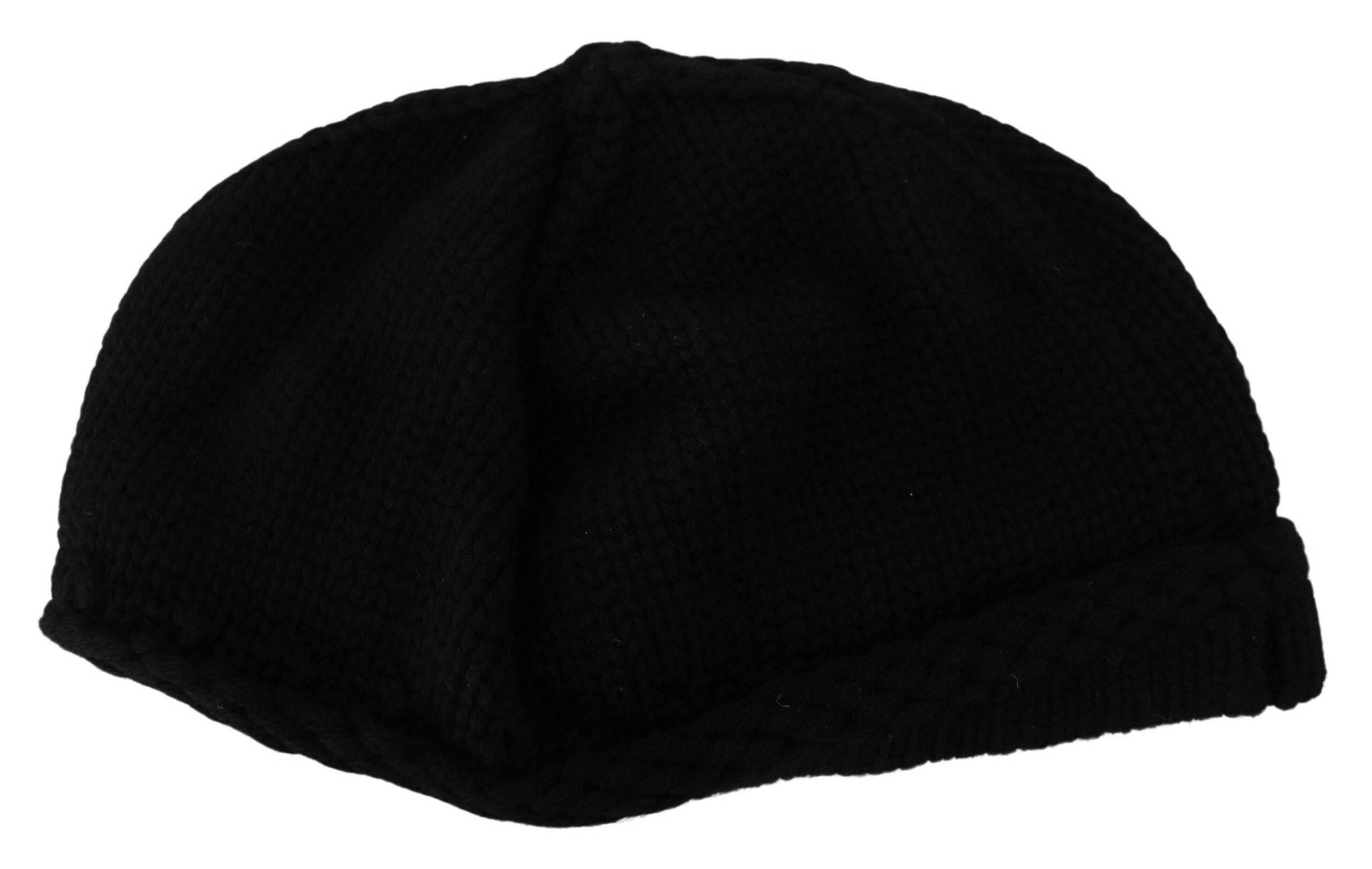Dolce & Gabbana Black Virgin Wool Women Winter Beanie Cap Hat - Hilstor