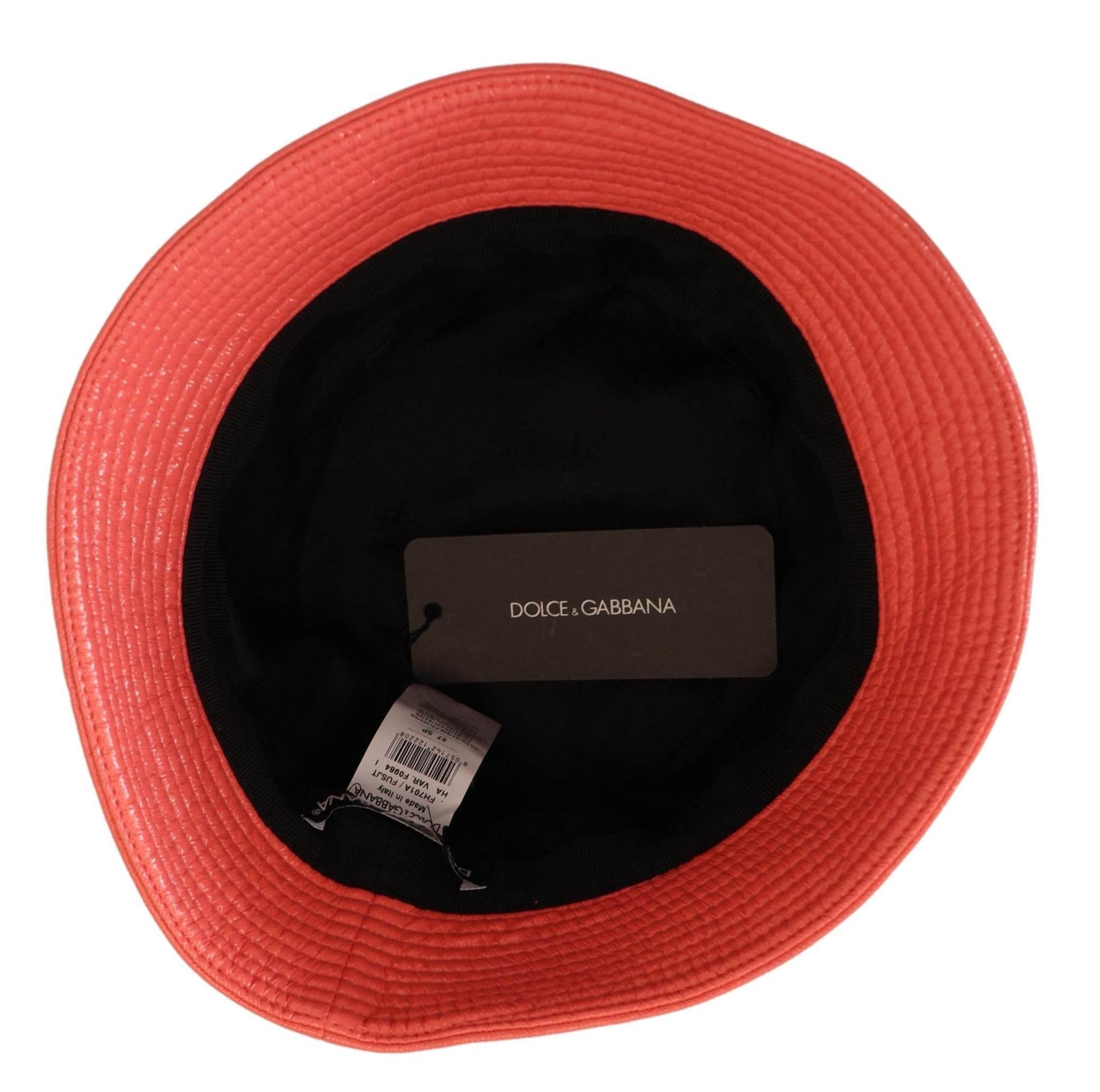 Dolce & Gabbana Elegant Peach Bucket Hat - Summer Chic Essential - Hilstor