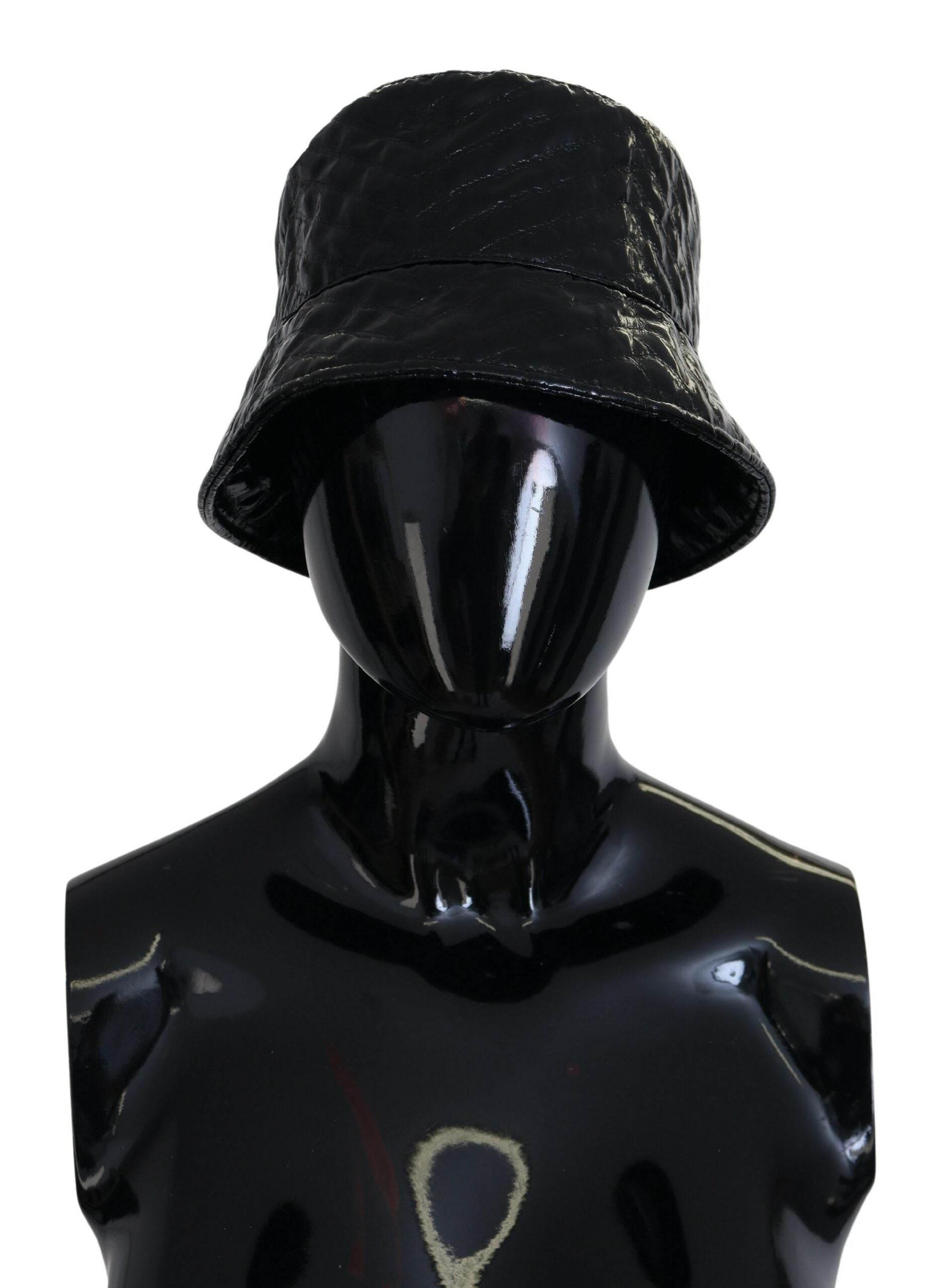 Dolce & Gabbana Black Quilted Faux Leather Women Bucket Cap Hat - Hilstor