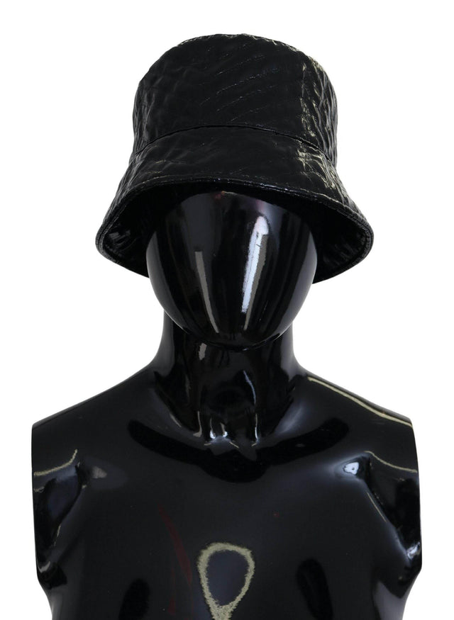 Dolce & Gabbana Black Quilted Faux Leather Women Bucket Cap Hat - Hilstor