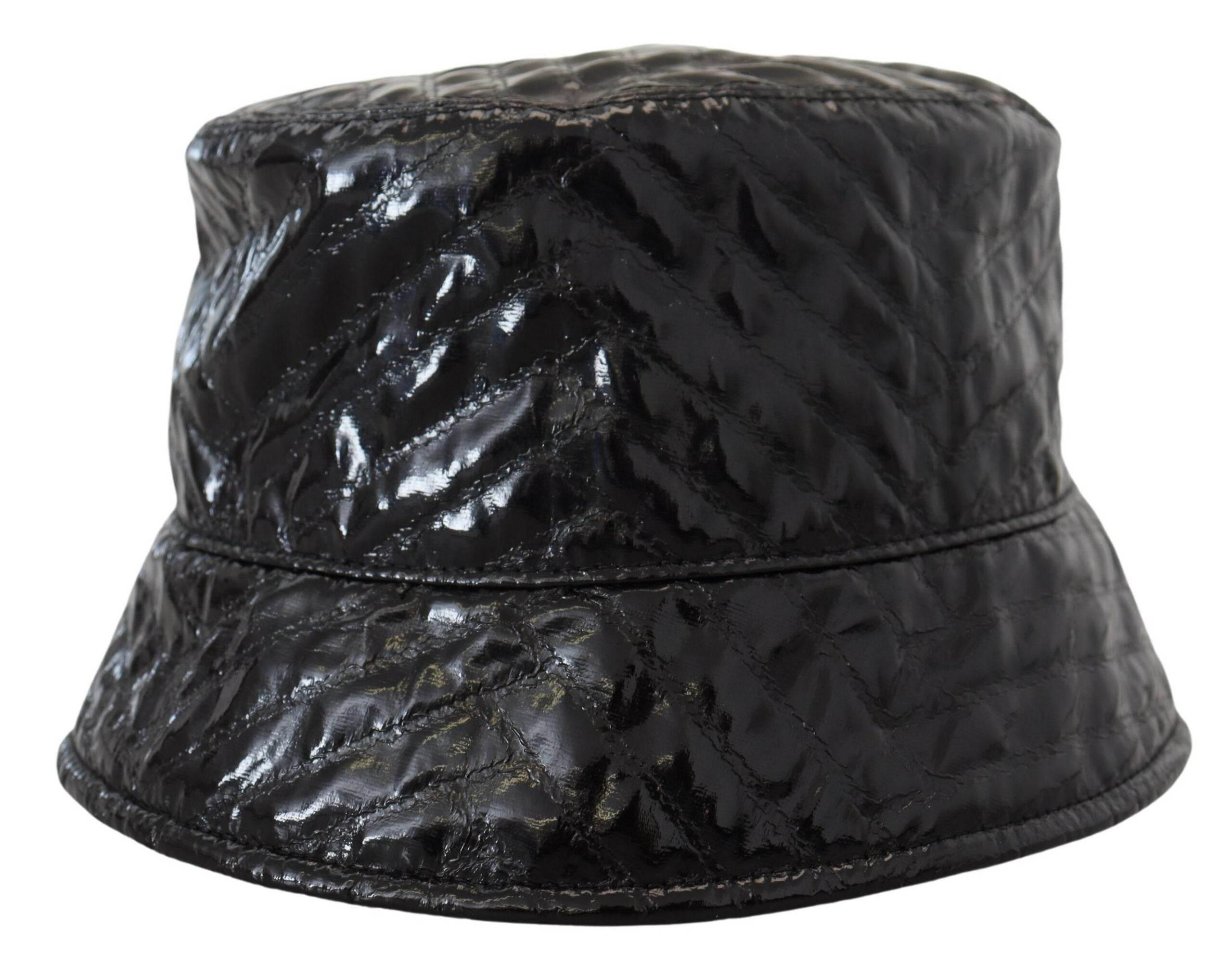 Dolce & Gabbana Black Quilted Faux Leather Women Bucket Cap Hat - Hilstor