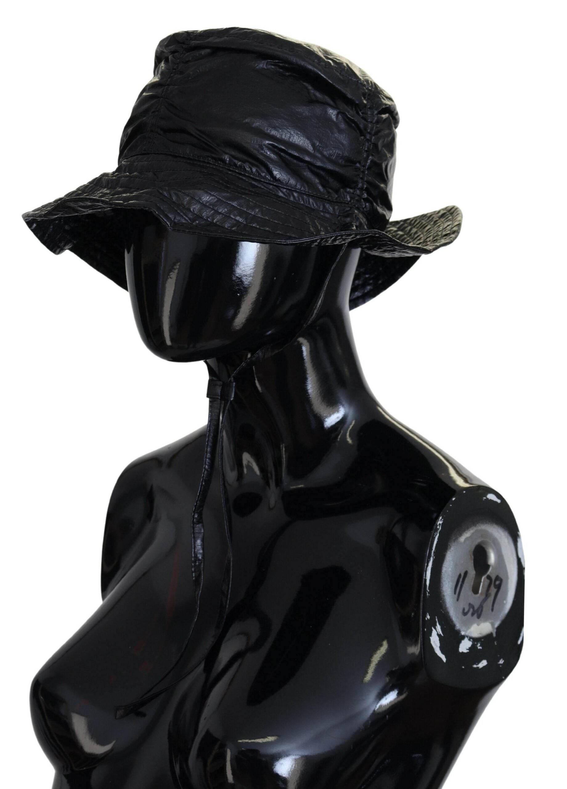 Dolce & Gabbana Black Quilted Faux Leather Women Bucket Cap Hat - Hilstor