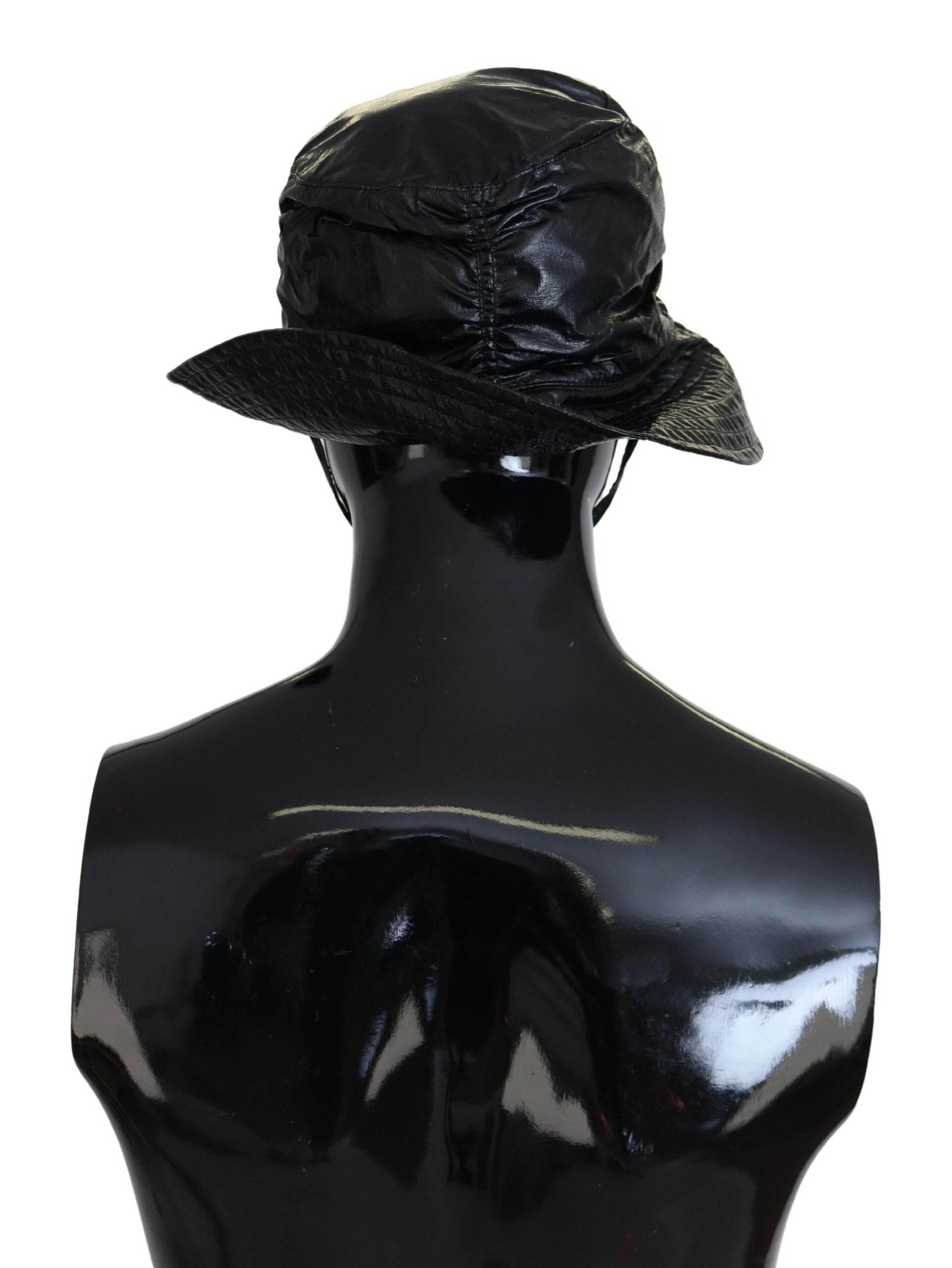 Dolce & Gabbana Black Quilted Faux Leather Women Bucket Cap Hat - Hilstor