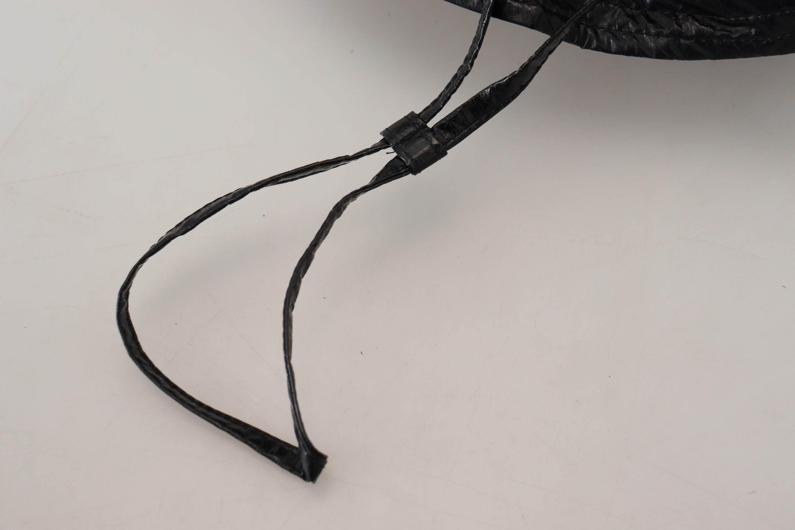 Dolce & Gabbana Black Quilted Faux Leather Women Bucket Cap Hat - Hilstor