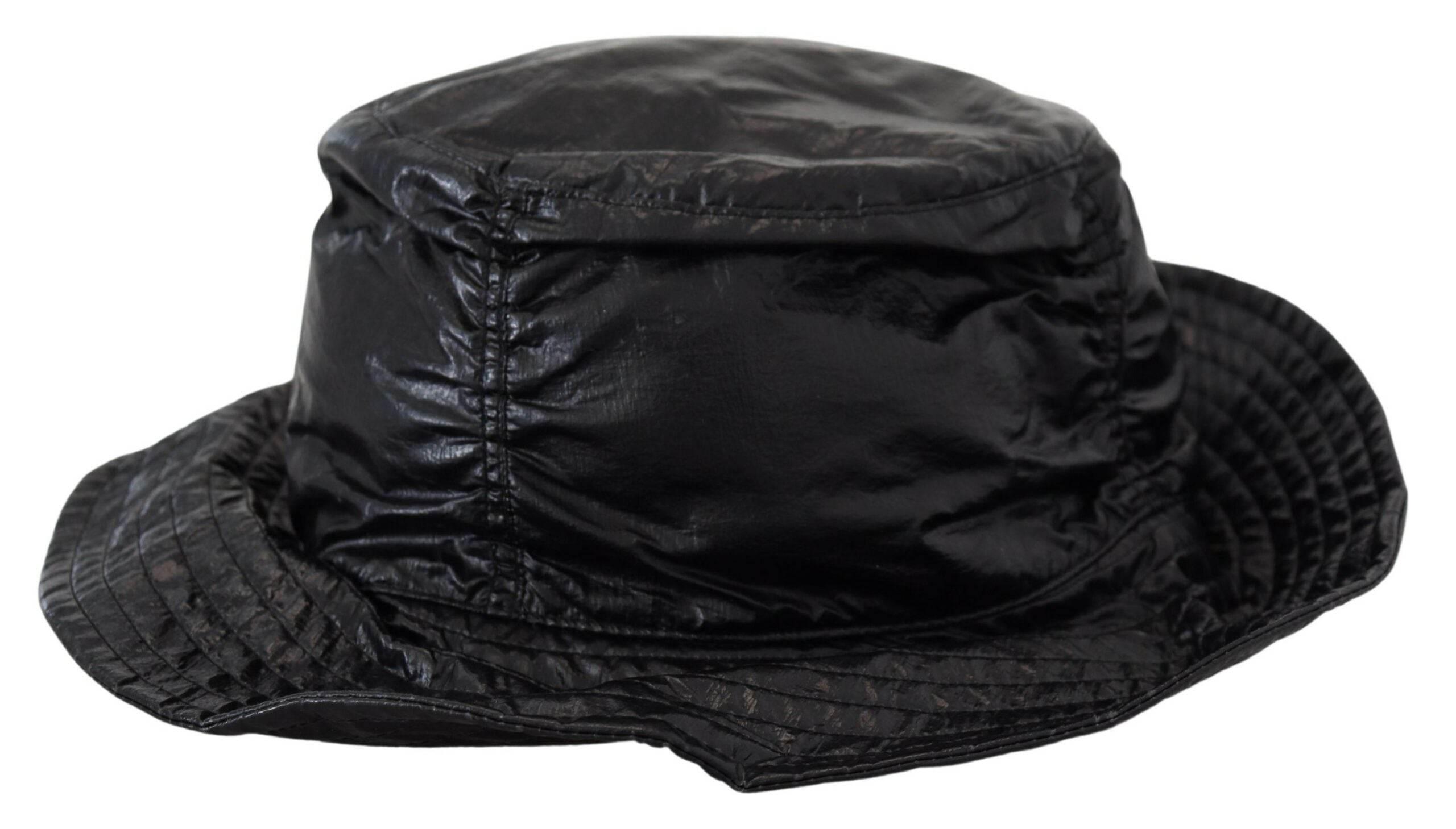 Dolce & Gabbana Black Quilted Faux Leather Women Bucket Cap Hat - Hilstor