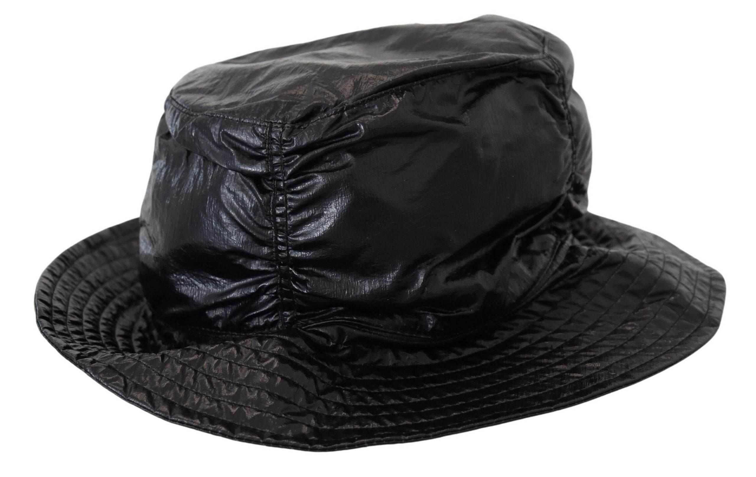 Dolce & Gabbana Black Quilted Faux Leather Women Bucket Cap Hat - Hilstor