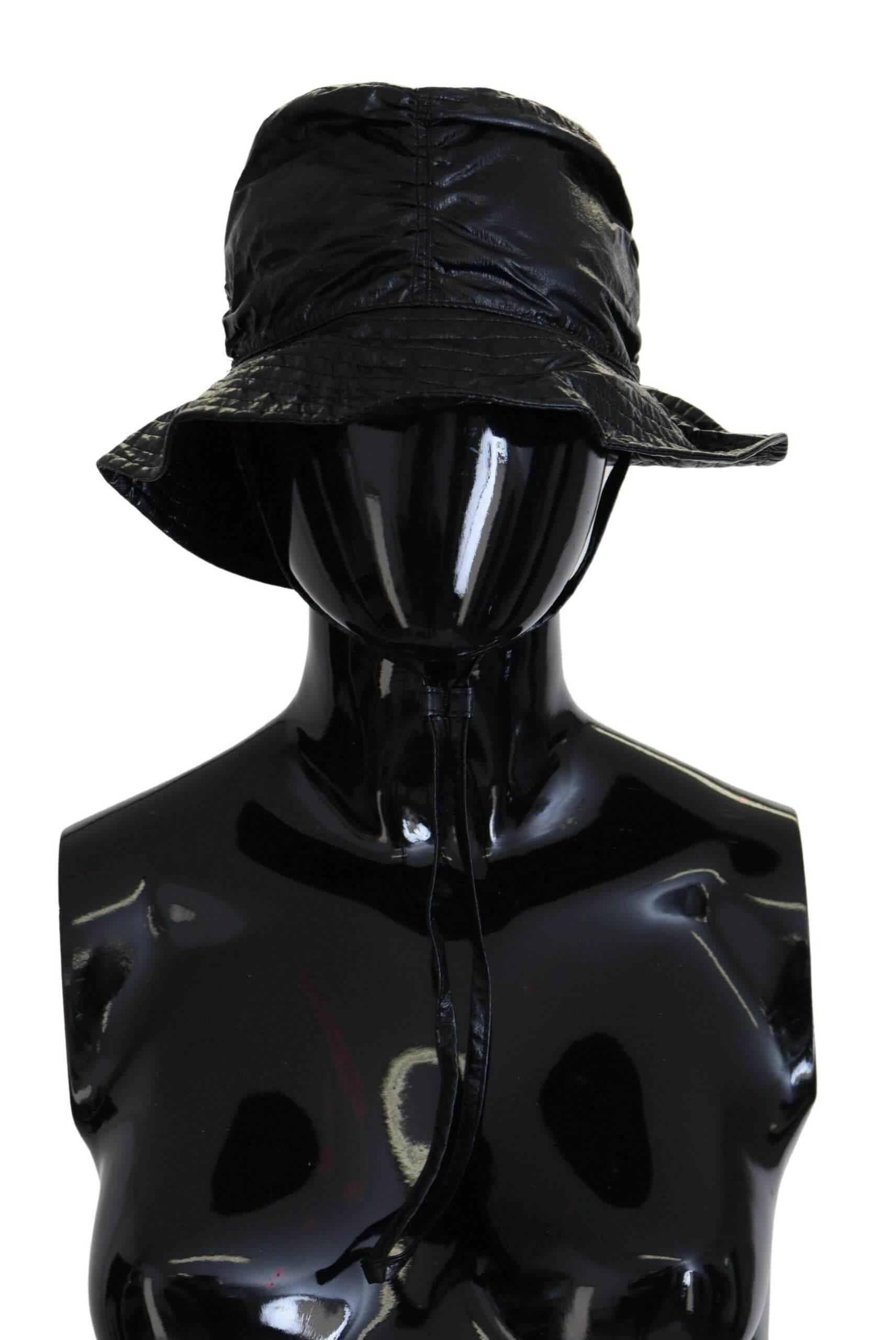 Dolce & Gabbana Black Quilted Faux Leather Women Bucket Cap Hat - Hilstor