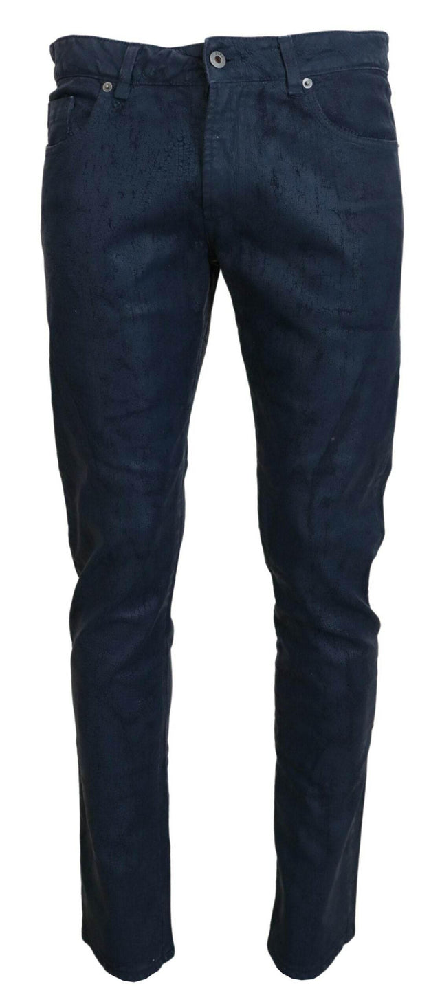 Exte Blue Cotton Tapered Slim Fit Men Casual Denim Jeans - Hilstor