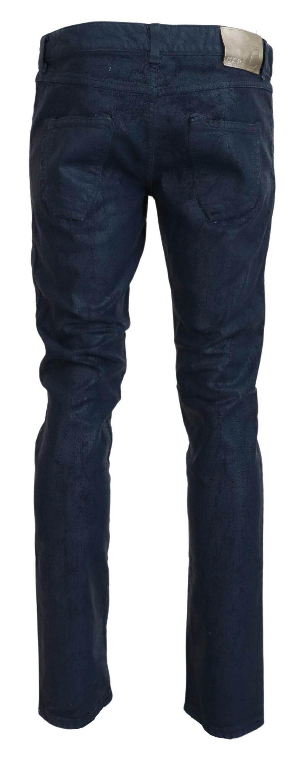 Exte Blue Cotton Tapered Slim Fit Men Casual Denim Jeans - Hilstor