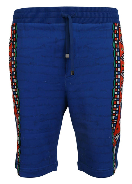 Dolce & Gabbana Blue Cotton Printed Bermuda Shorts - Hilstor