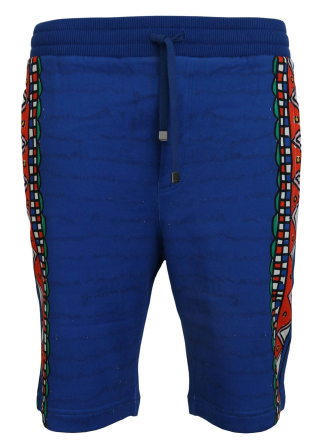 Dolce & Gabbana Blue Cotton Printed Bermuda Shorts - Hilstor