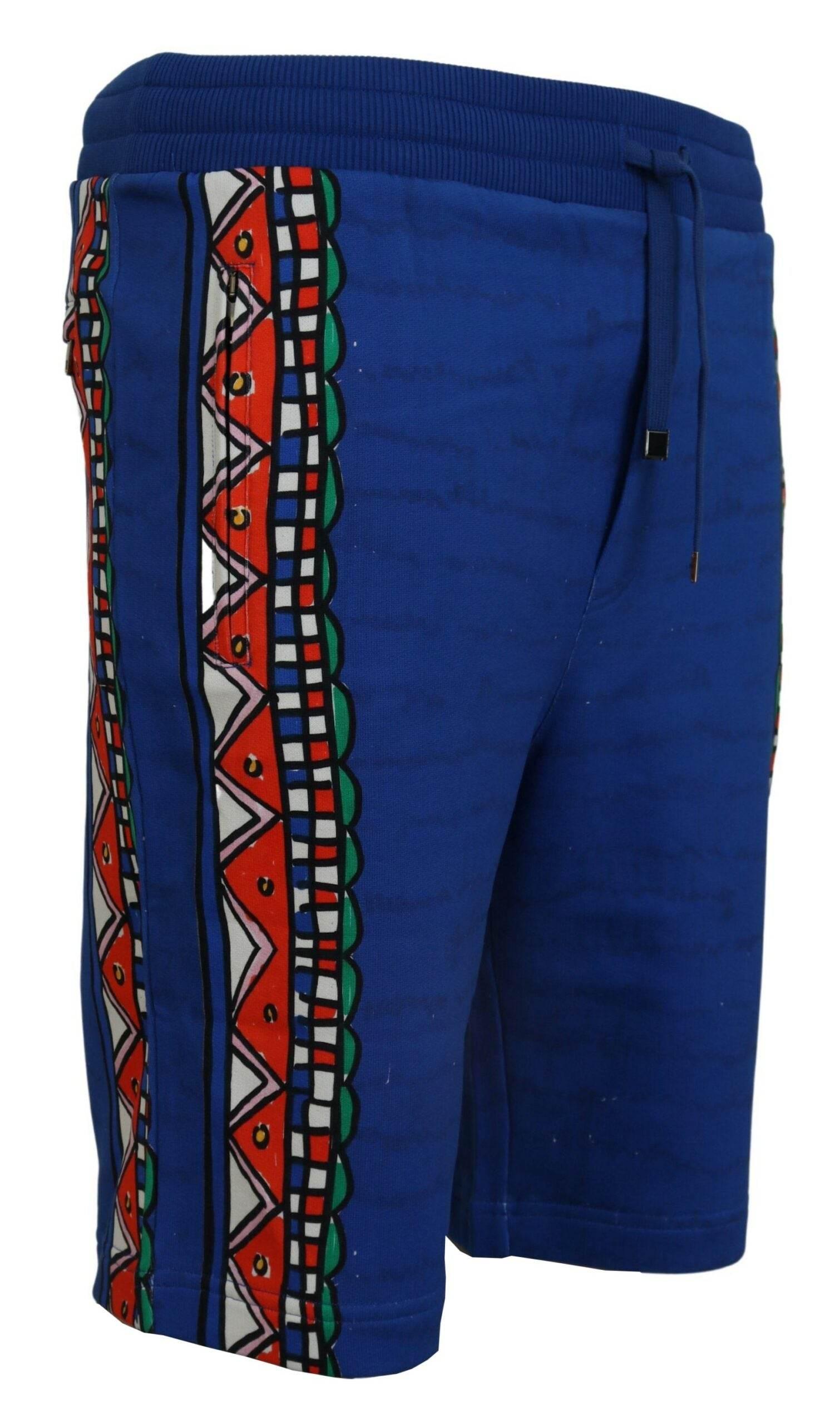 Dolce & Gabbana Blue Cotton Printed Bermuda Shorts - Hilstor