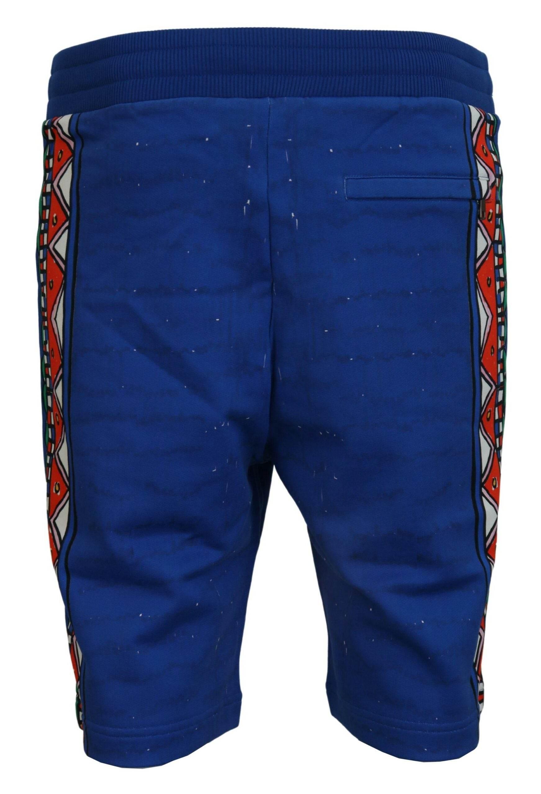 Dolce & Gabbana Blue Cotton Printed Bermuda Shorts - Hilstor