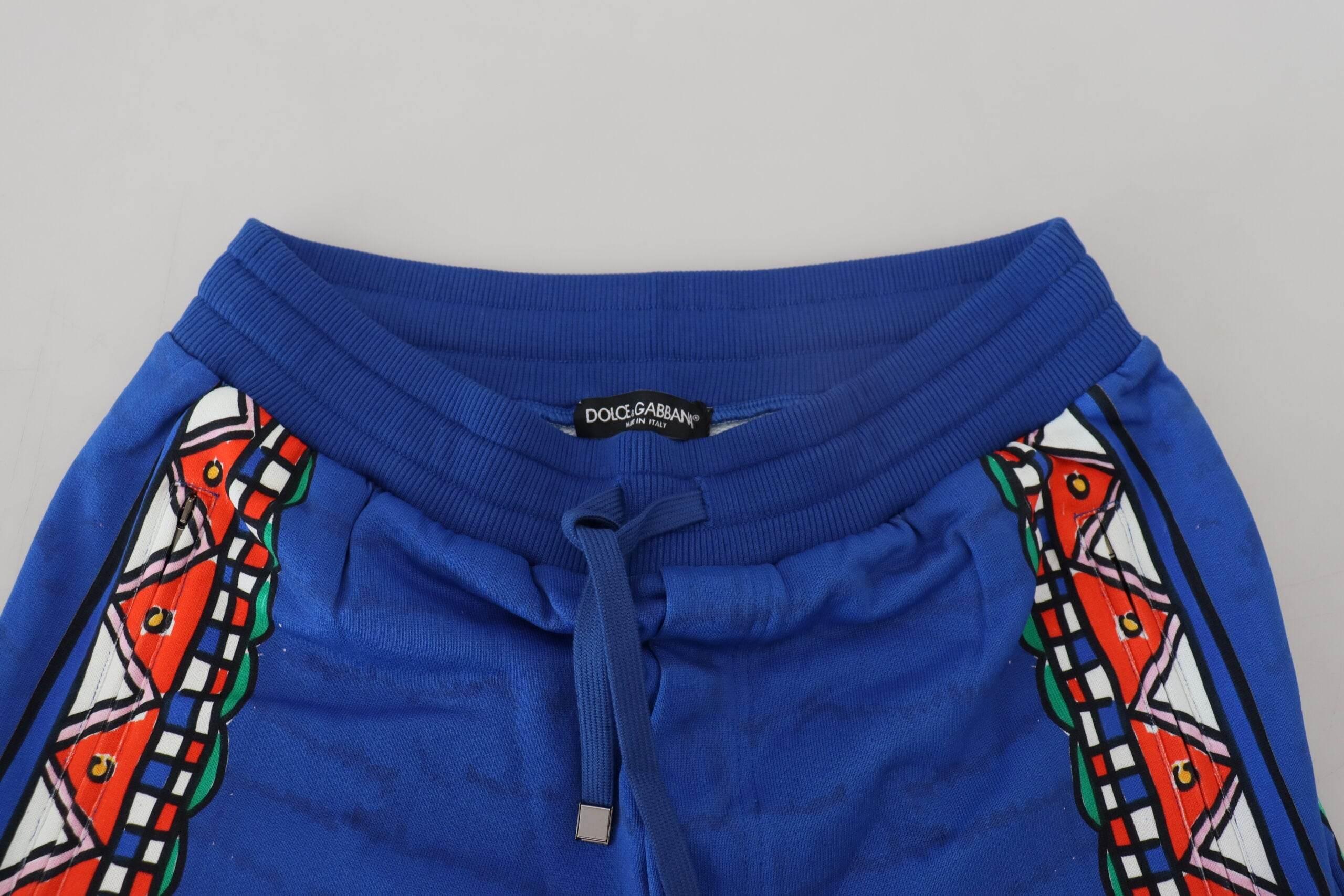 Dolce & Gabbana Blue Cotton Printed Bermuda Shorts - Hilstor