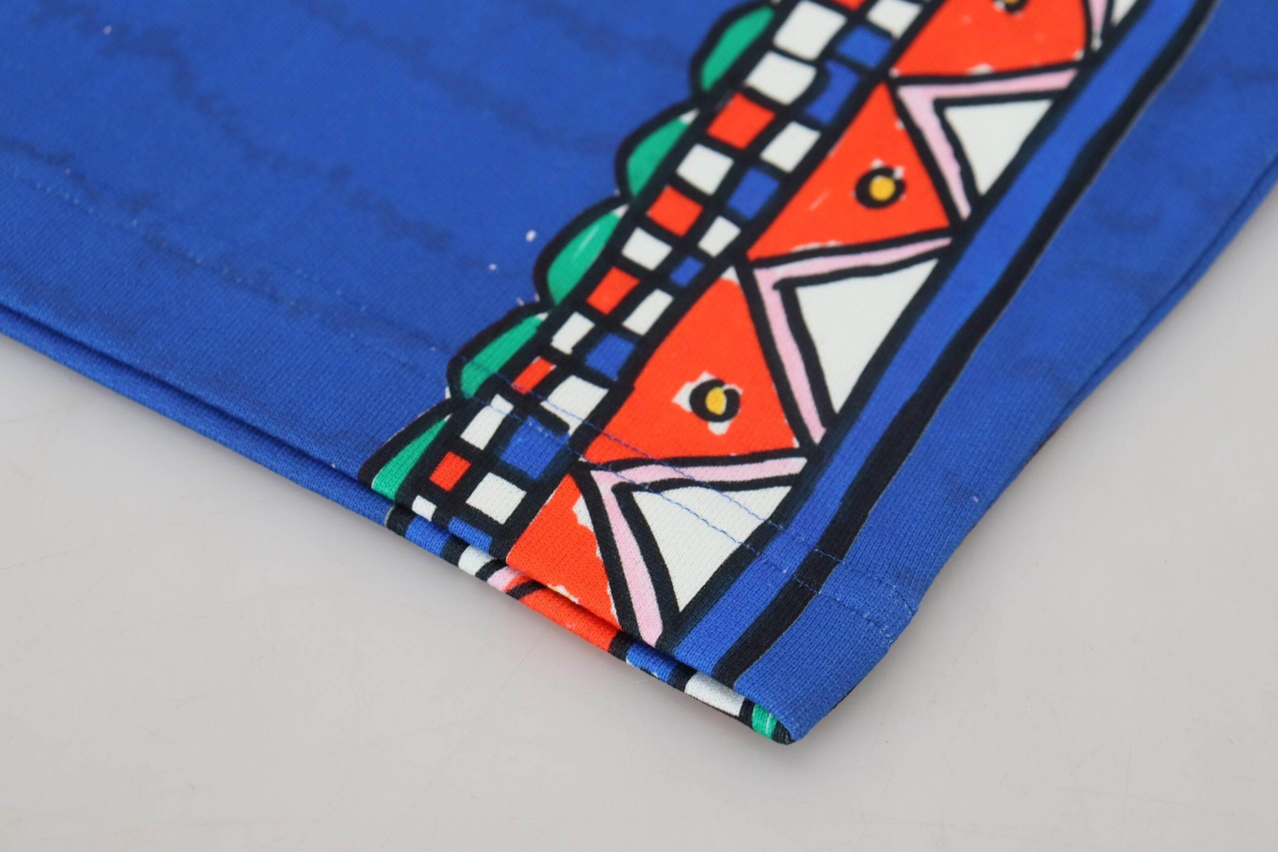 Dolce & Gabbana Blue Cotton Printed Bermuda Shorts - Hilstor