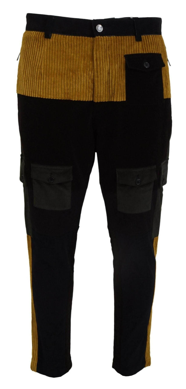 Dolce & Gabbana Black Yellow Cotton Men Pants - Hilstor