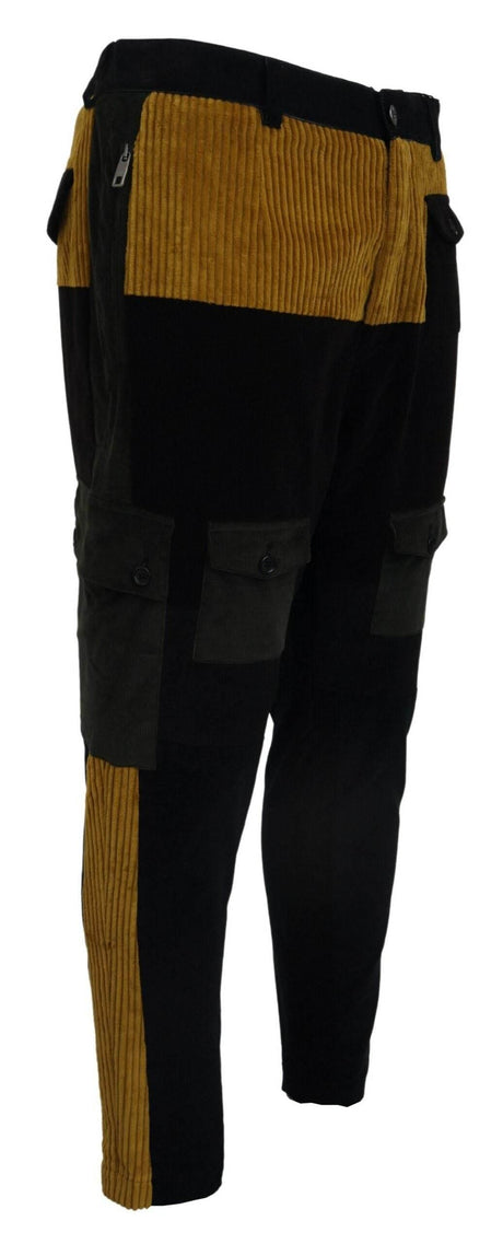 Dolce & Gabbana Black Yellow Cotton Men Pants - Hilstor