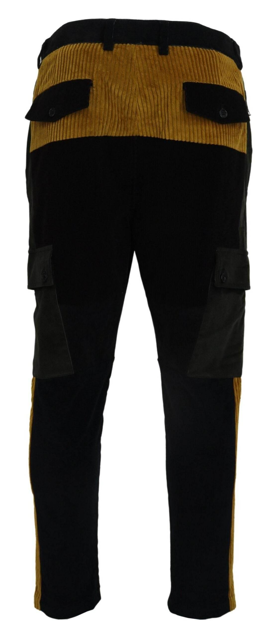 Dolce & Gabbana Black Yellow Cotton Men Pants - Hilstor