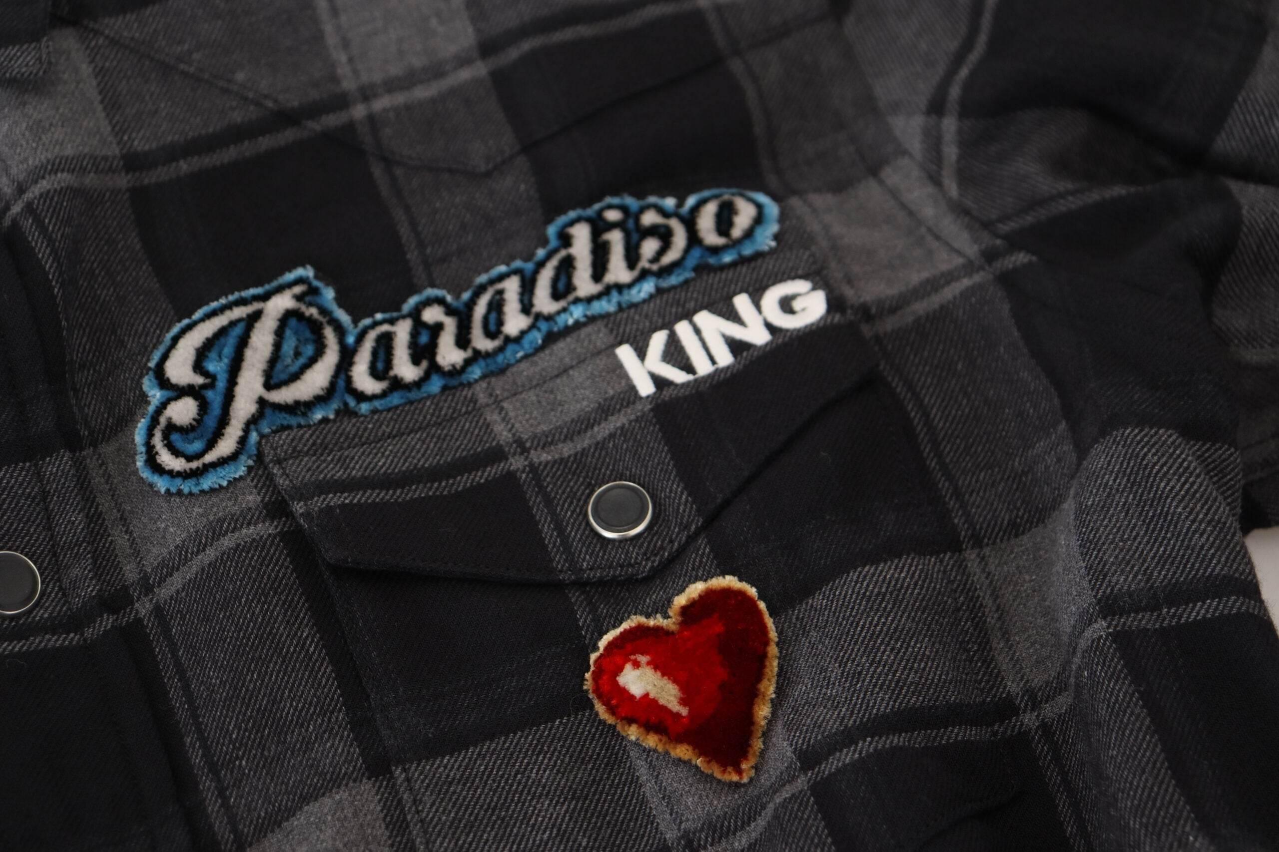 Dolce & Gabbana Black Gray Check Men Long Sleeves Shirt - Hilstor